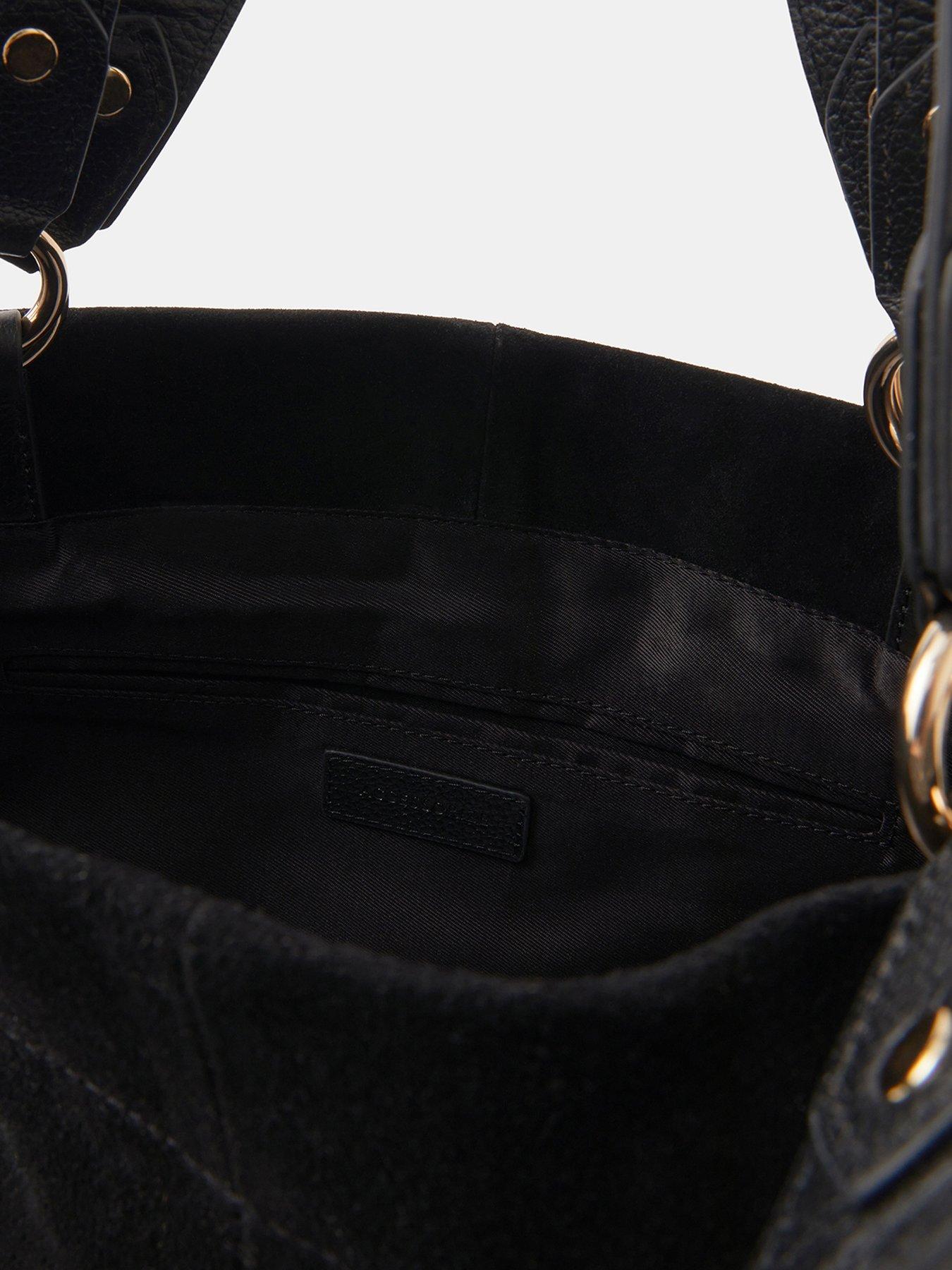 Image 4 of 4 of Accessorize Multi Strap Suede Tote Bag - Black