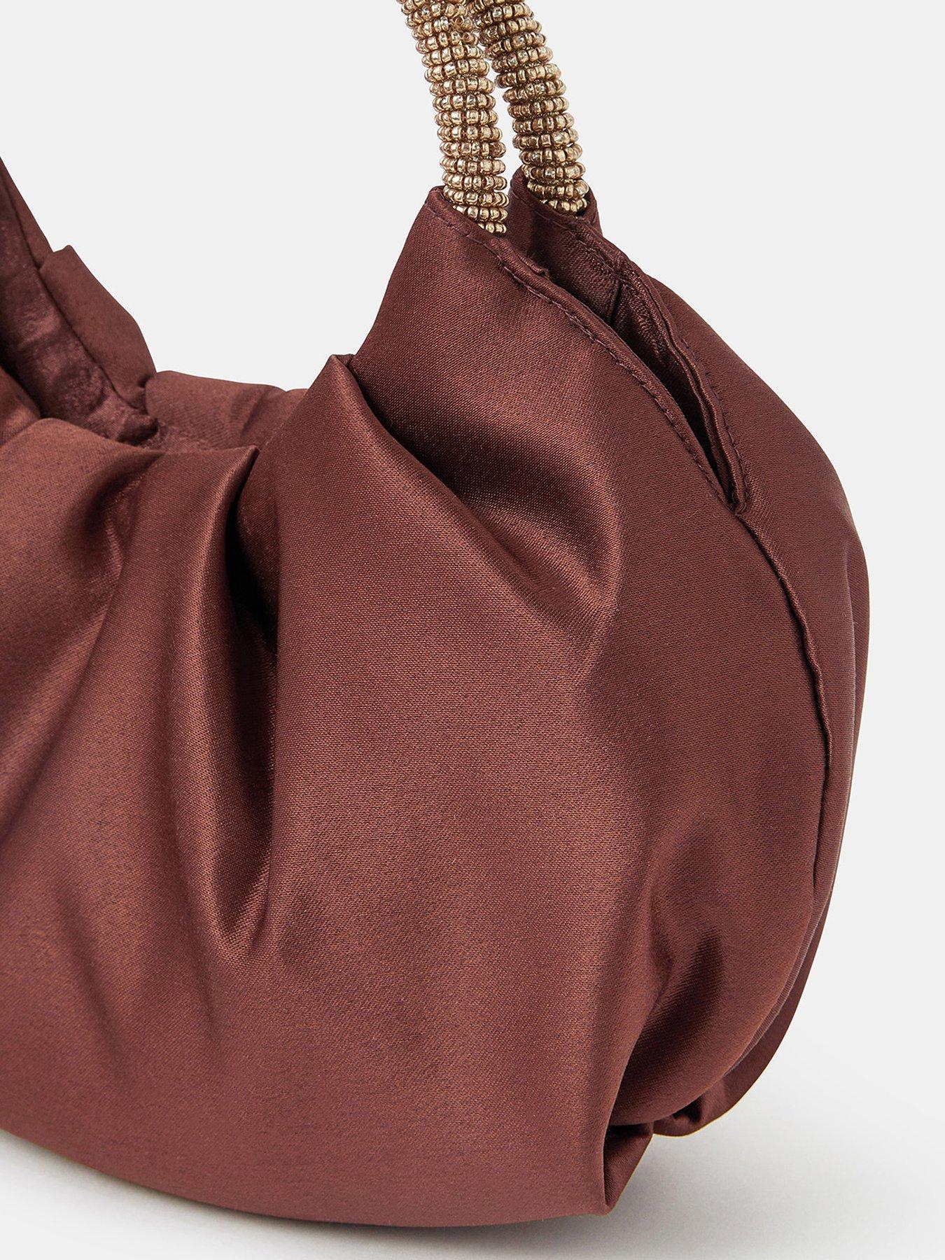 Image 4 of 5 of Accessorize Mini Embellished Satin Bag - Brown