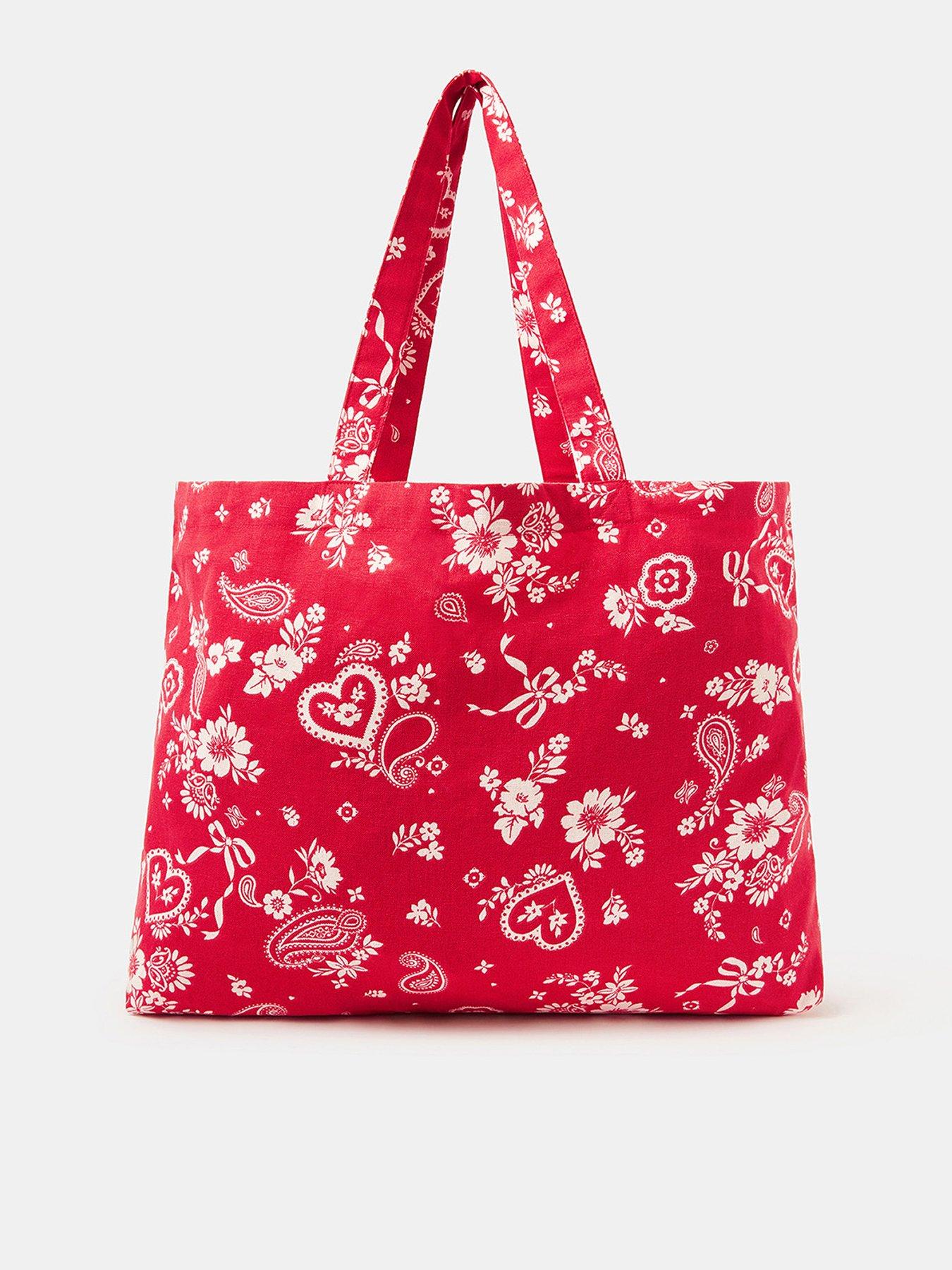 Image 1 of 5 of Accessorize Paisley Print Shopper Bag - Red