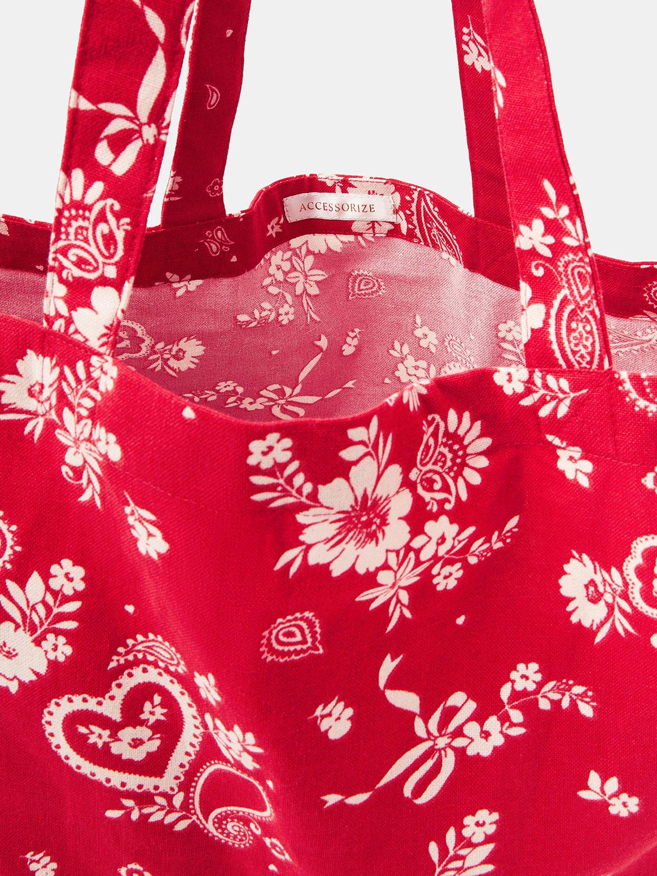Image 5 of 5 of Accessorize Paisley Print Shopper Bag - Red