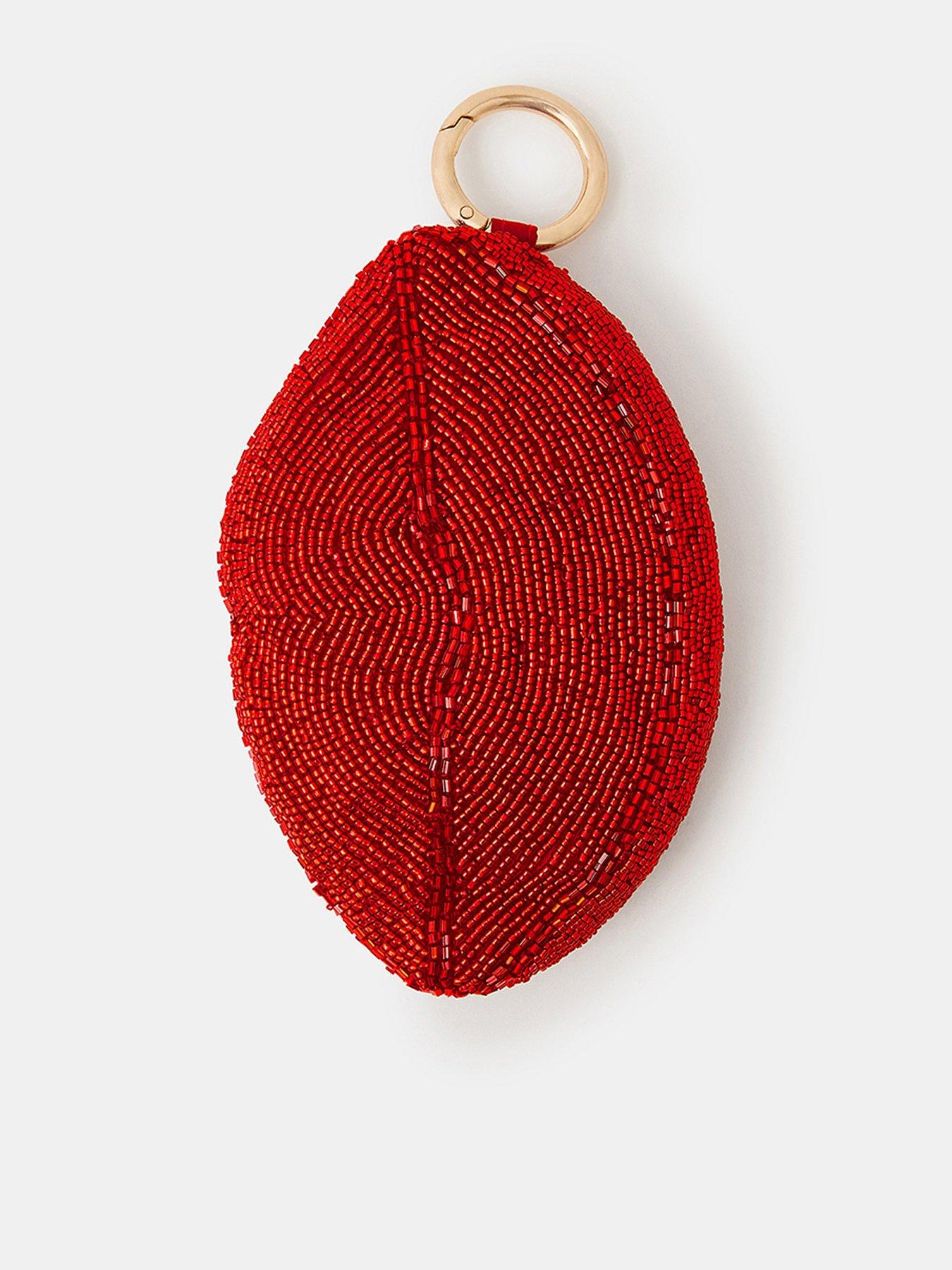 undefined Beaded Lips Coin Purse - Red