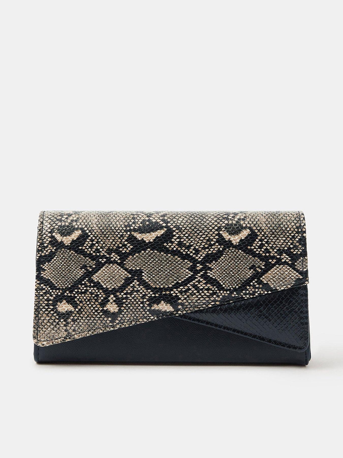 undefined Faux Snakeskin Wristlet Clutch Bag - Multi
