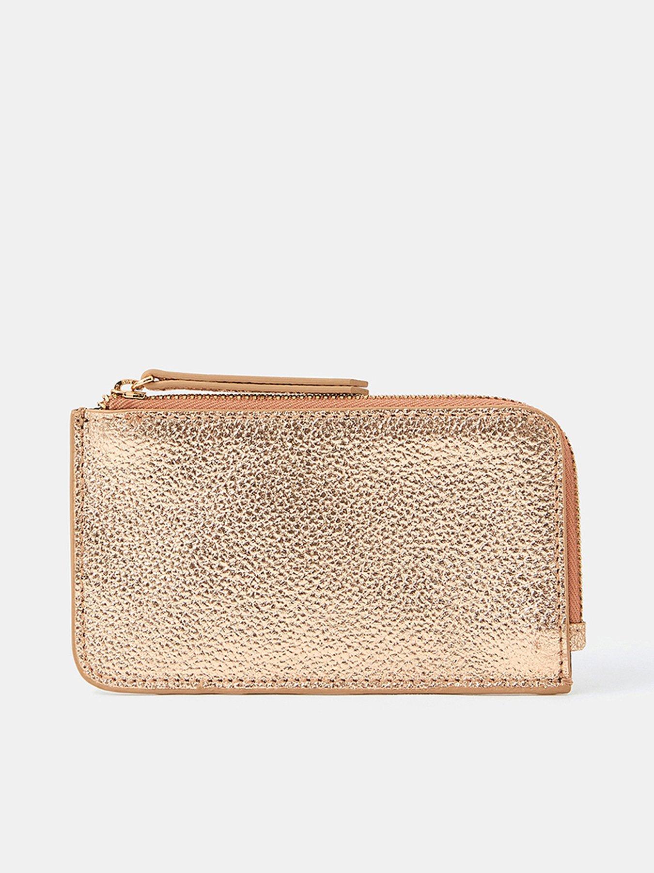 Accessorize Leather Metallic Card Holder - Gold