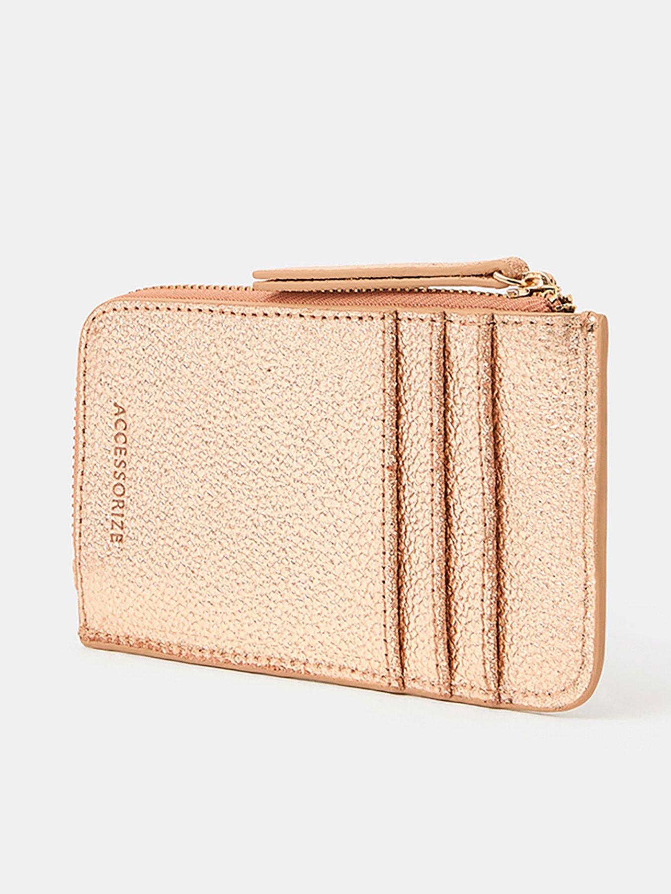 Image 2 of 3 of Accessorize Leather Metallic Card Holder - Gold
