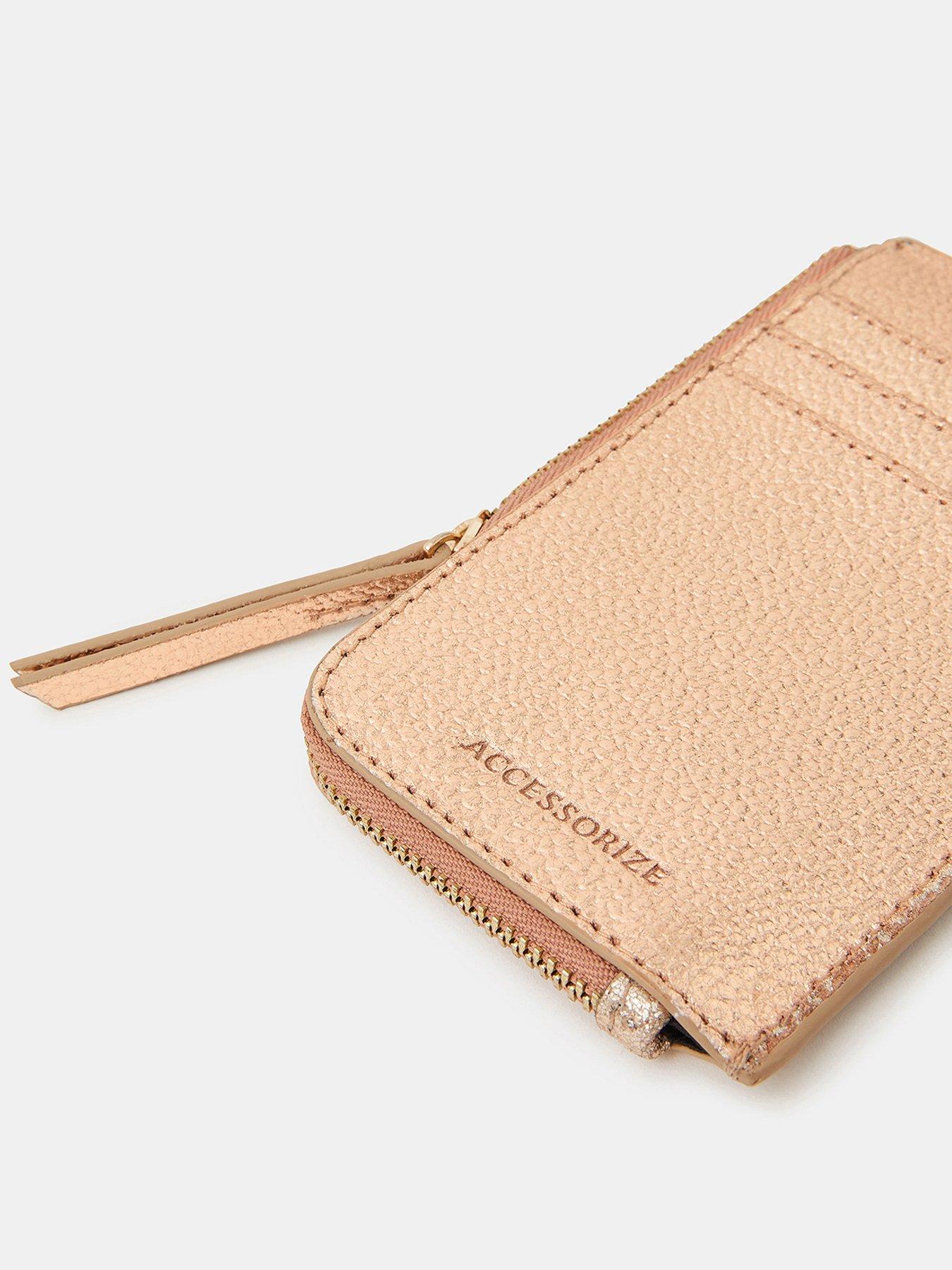 Image 3 of 3 of Accessorize Leather Metallic Card Holder - Gold