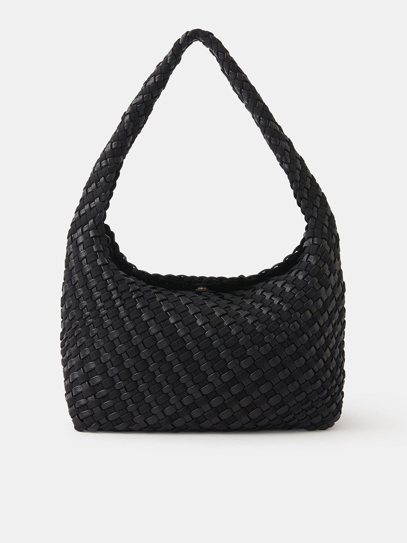 Image 1 of 4 of Accessorize Large Woven Shoulder Bag - Black