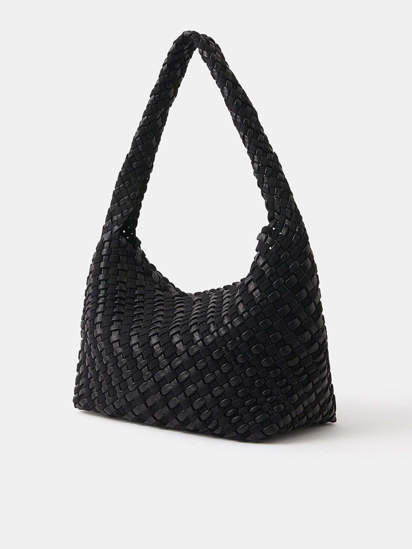 Image 2 of 4 of Accessorize Large Woven Shoulder Bag - Black