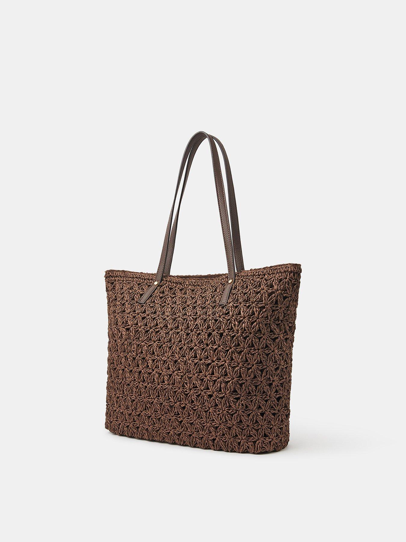 Image 2 of 3 of Accessorize Raffia Tote Bag - Brown