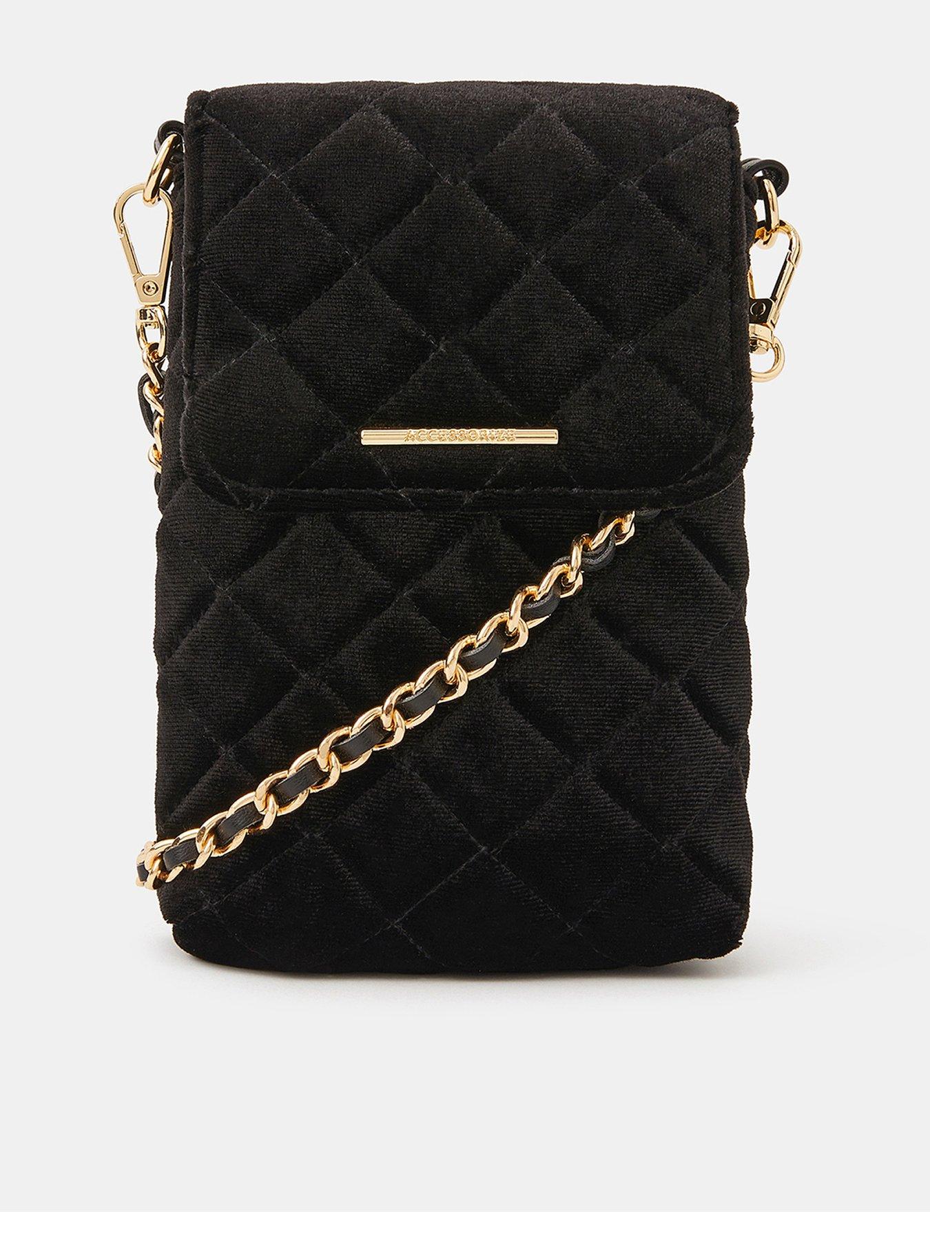 Image 1 of 4 of Accessorize Quilted Phone Bag - Black