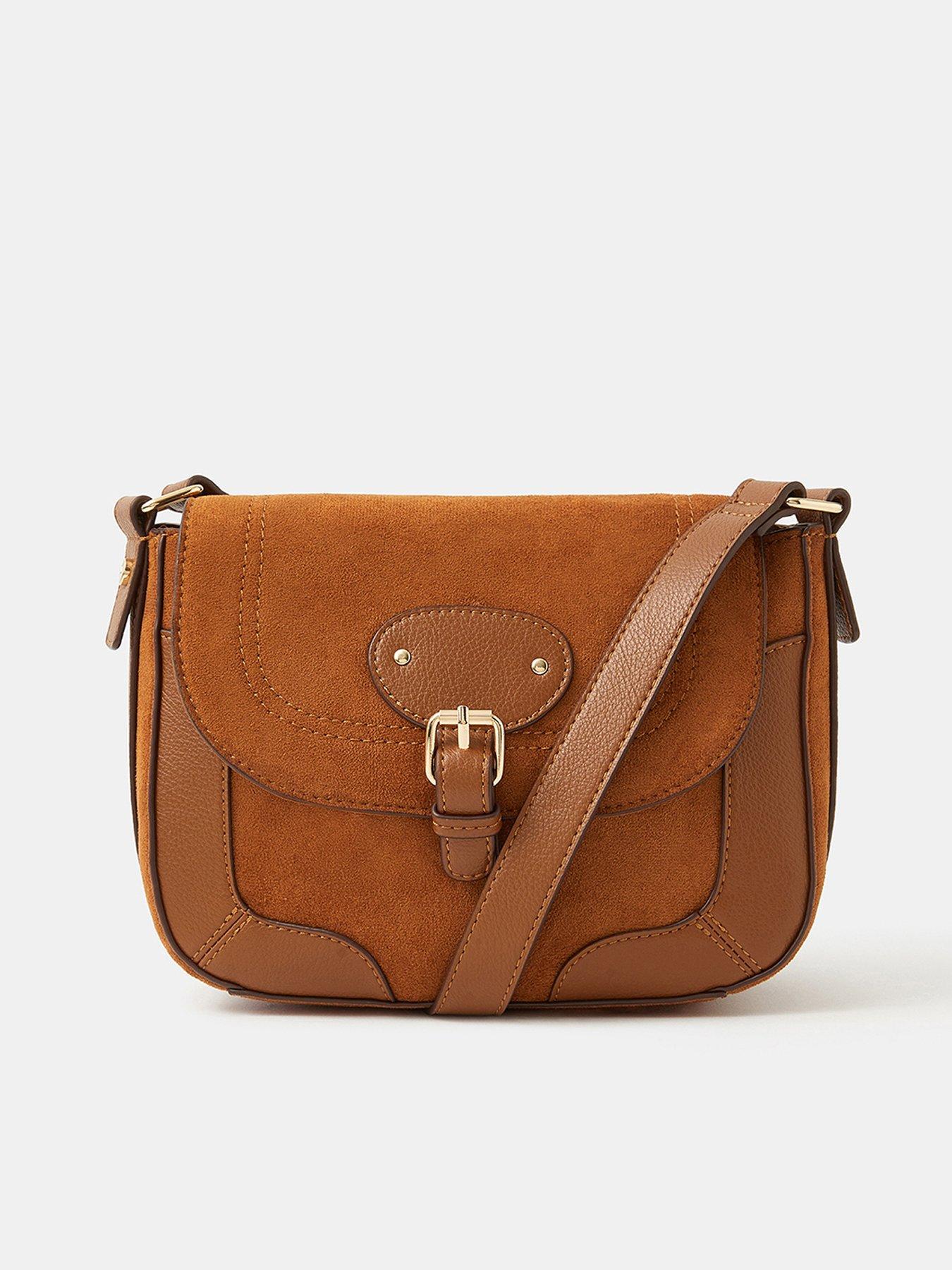 Image 1 of 4 of Accessorize Saddle Buckle Crossbody Bag - Black