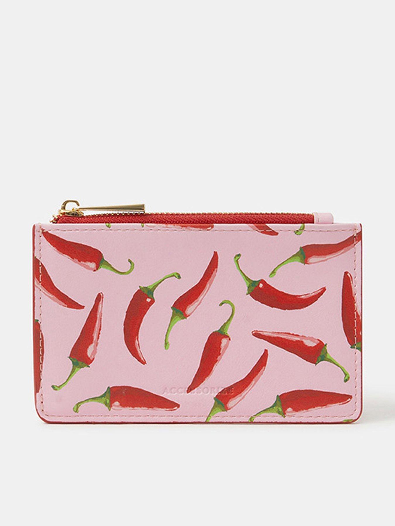Image 1 of 3 of Accessorize Chilli Print Card Holder - Pink