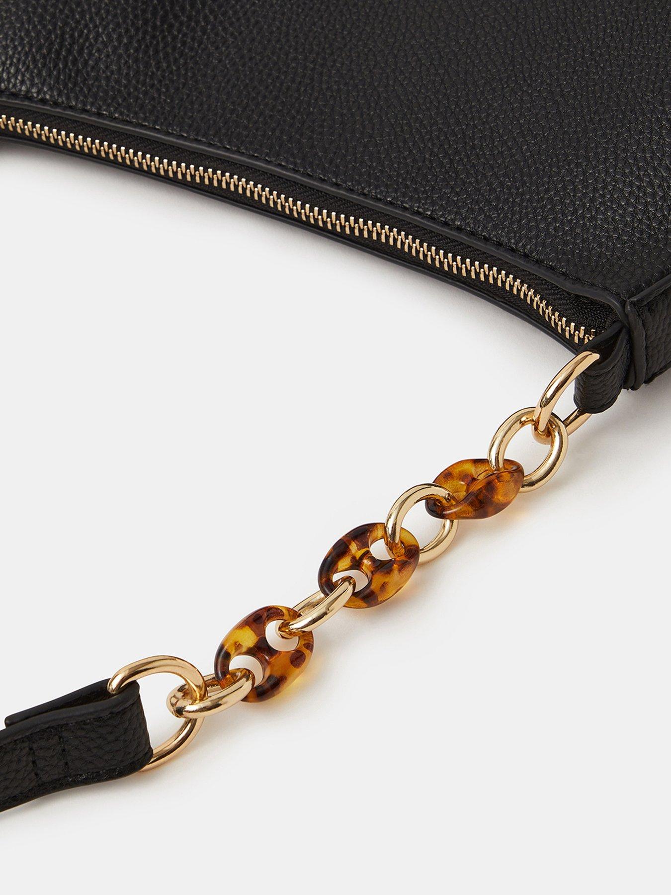 Image 4 of 4 of Accessorize Resin Chain Strap Shoulder Bag - Black