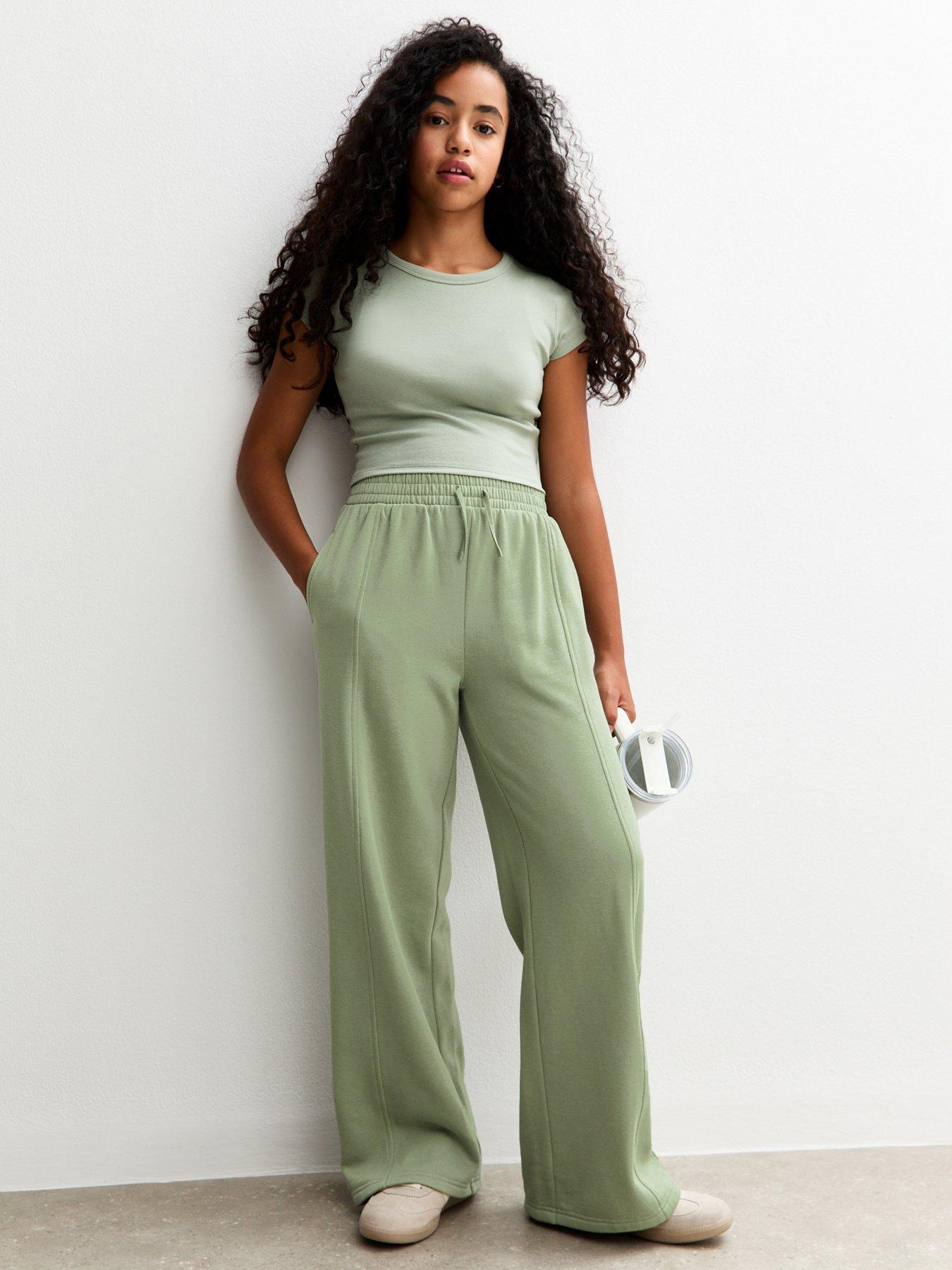 new-look-915-girls-seam-detail-wide-leg-joggers-light-khaki