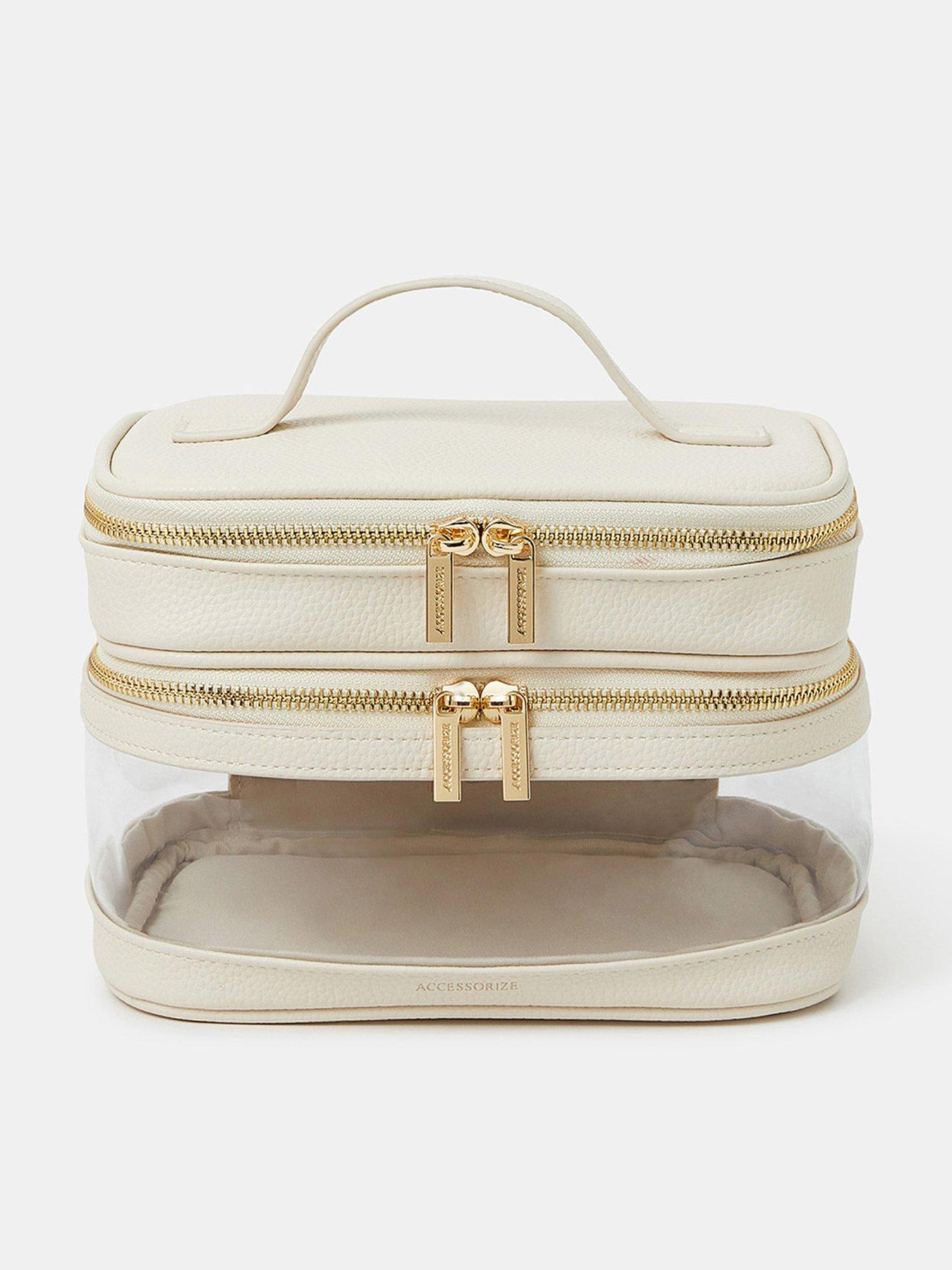 Image 1 of 4 of Accessorize Large Clear Vanity Case - Cream