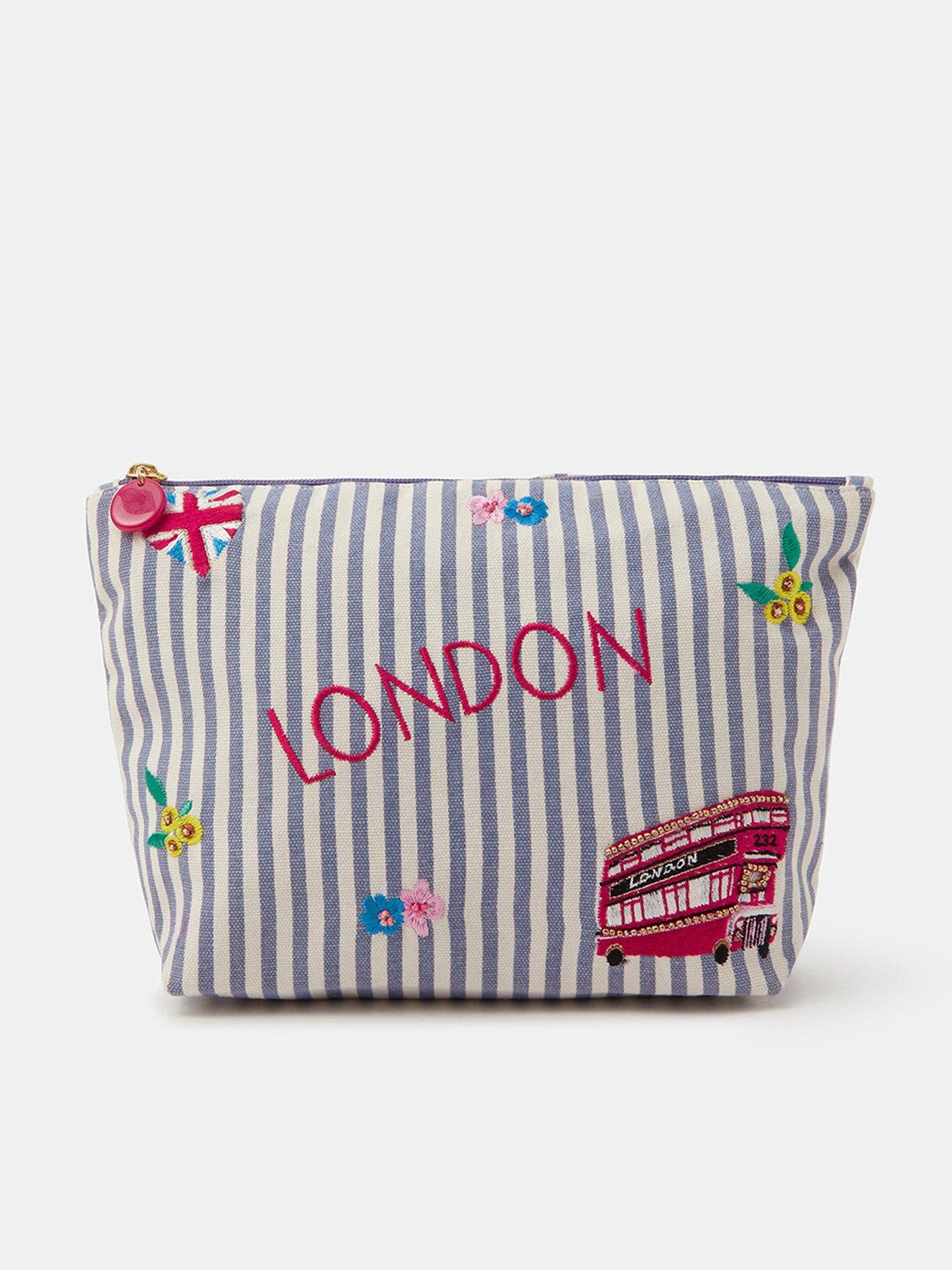 Image 1 of 3 of Accessorize London Stripe Make Up Bag - Blue