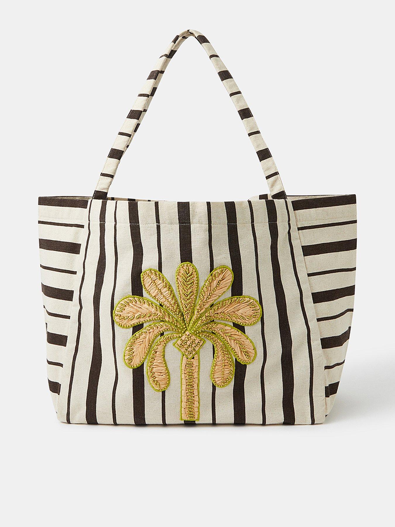 undefined Palm Stripe Shopper Bag - Natural
