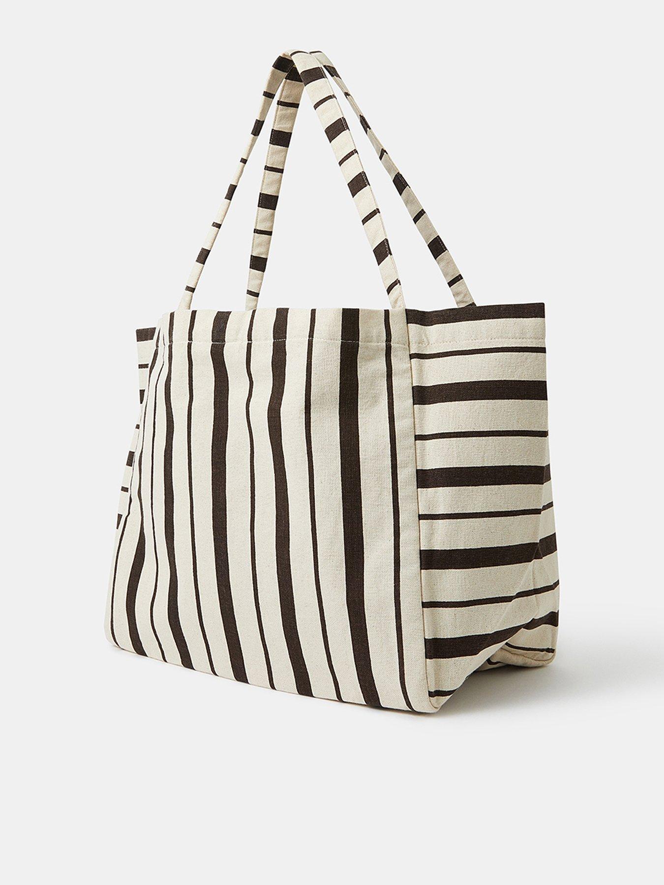 Image 3 of 4 of Accessorize Palm Stripe Shopper Bag - Natural