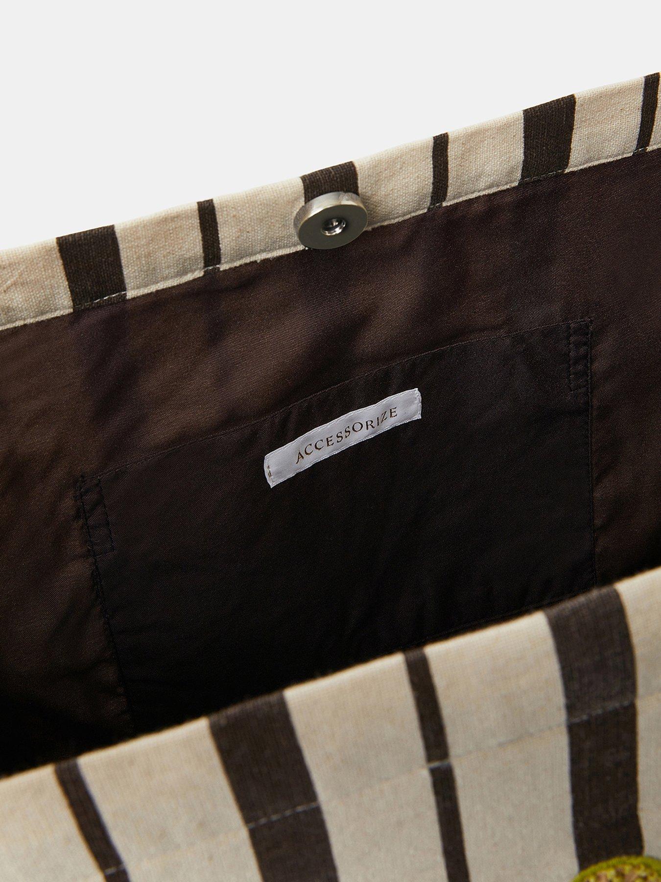 Image 4 of 4 of Accessorize Palm Stripe Shopper Bag - Natural