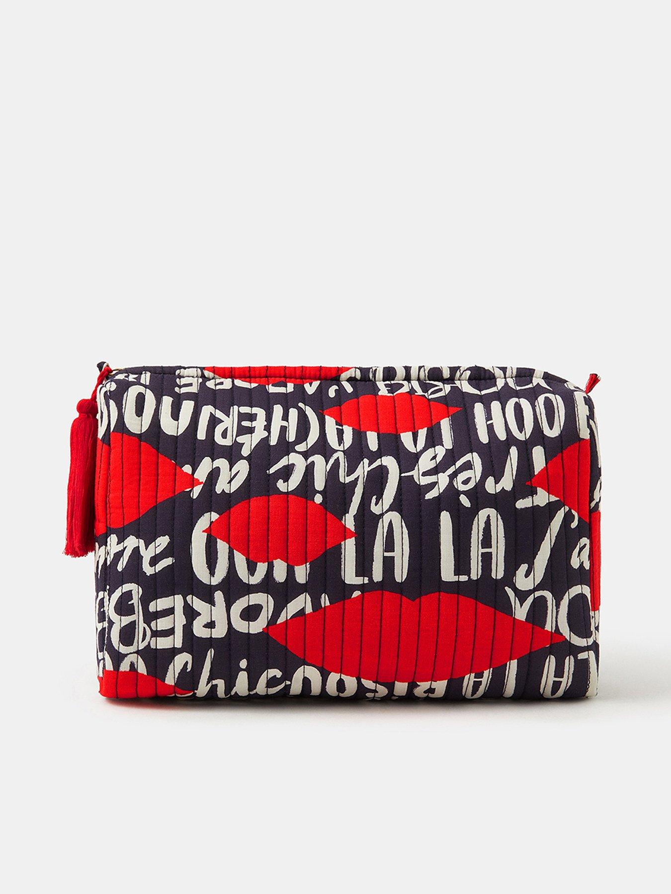 undefined Large Paris Print Make Up Bag - Navy