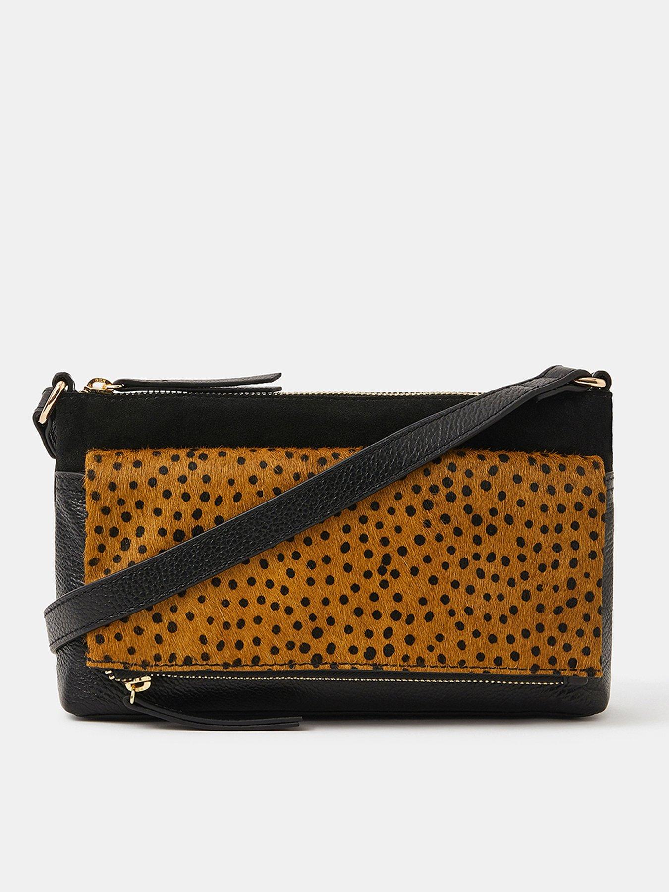 undefined Fold Over Zip Leather Crossbody Bag - Brown