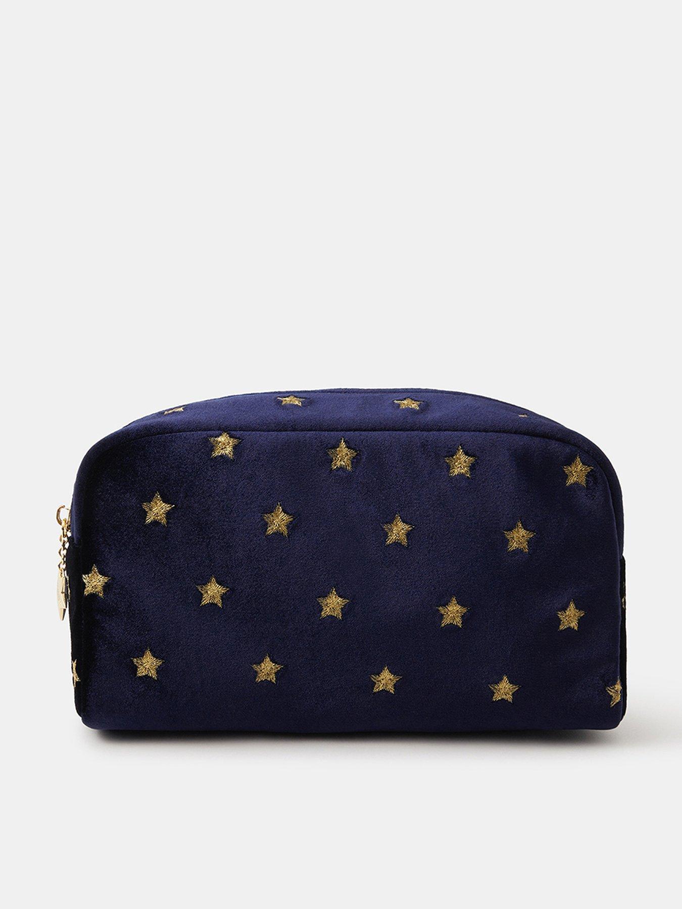 undefined Star Embroidered Make Up Bag - Navy