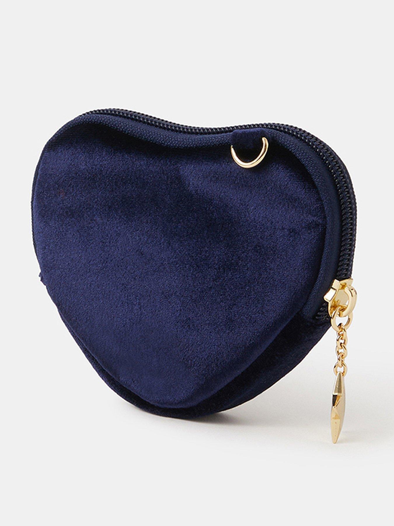  image of accessorize-star-embroidered-heart-coin-purse-navy