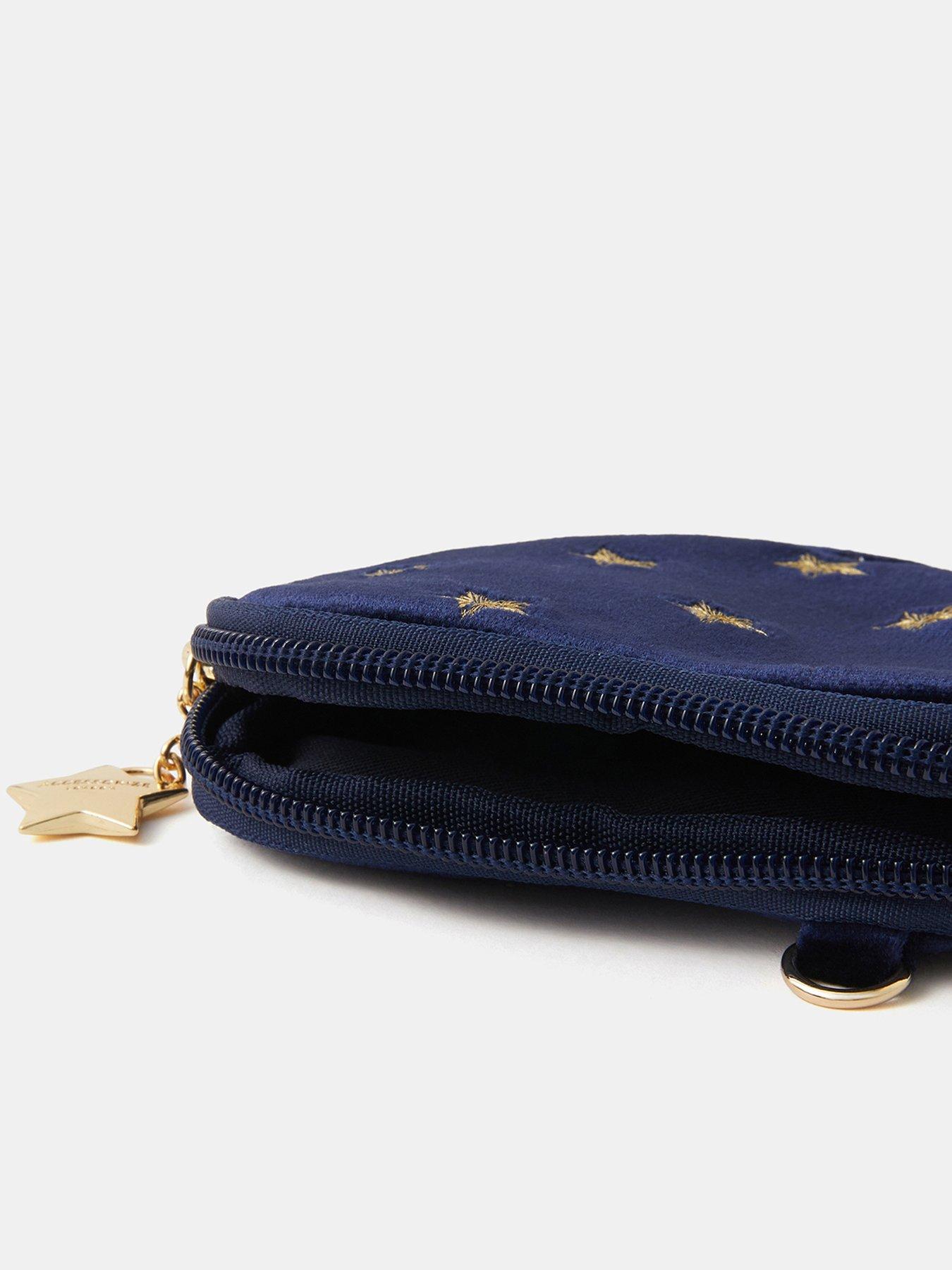  image of accessorize-star-embroidered-heart-coin-purse-navy