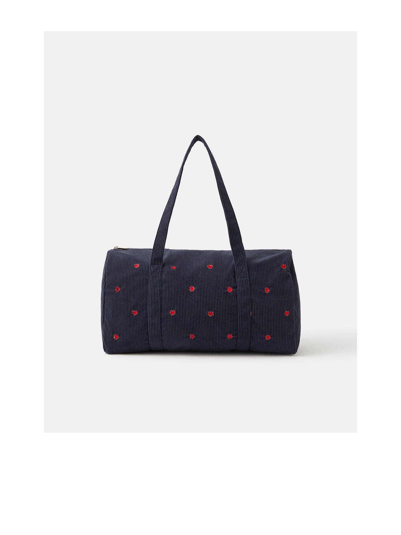 Image 1 of 4 of Accessorize Heart Corduroy Duffle Bag - Navy