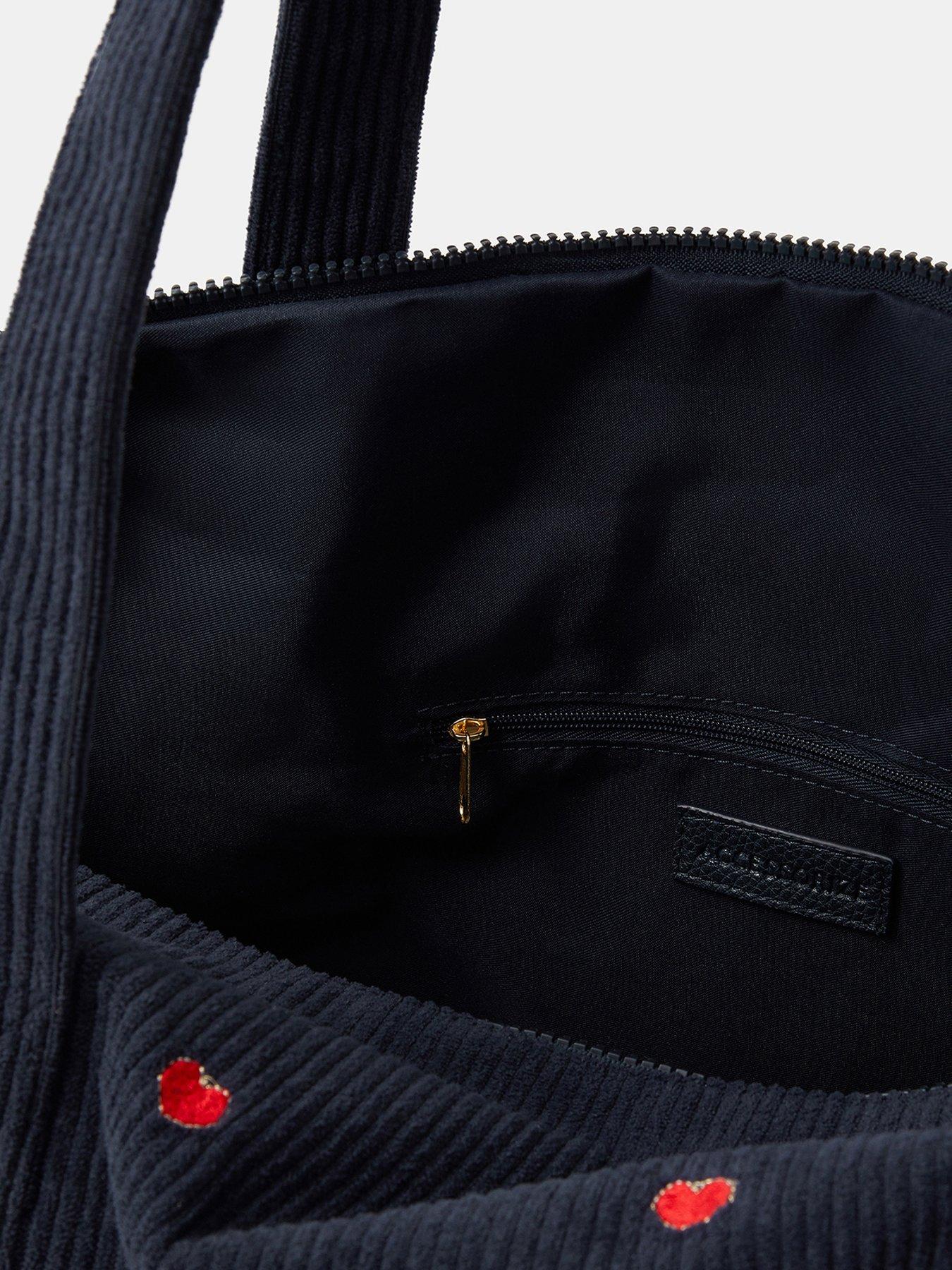 Image 4 of 4 of Accessorize Heart Corduroy Duffle Bag - Navy