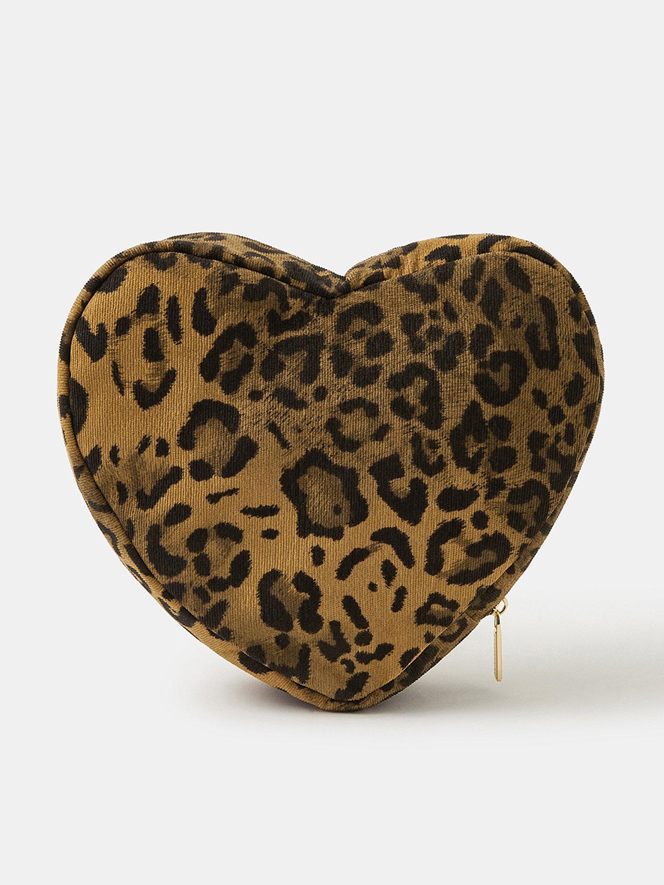 undefined Corduroy Heart Make Up Bag - Brown