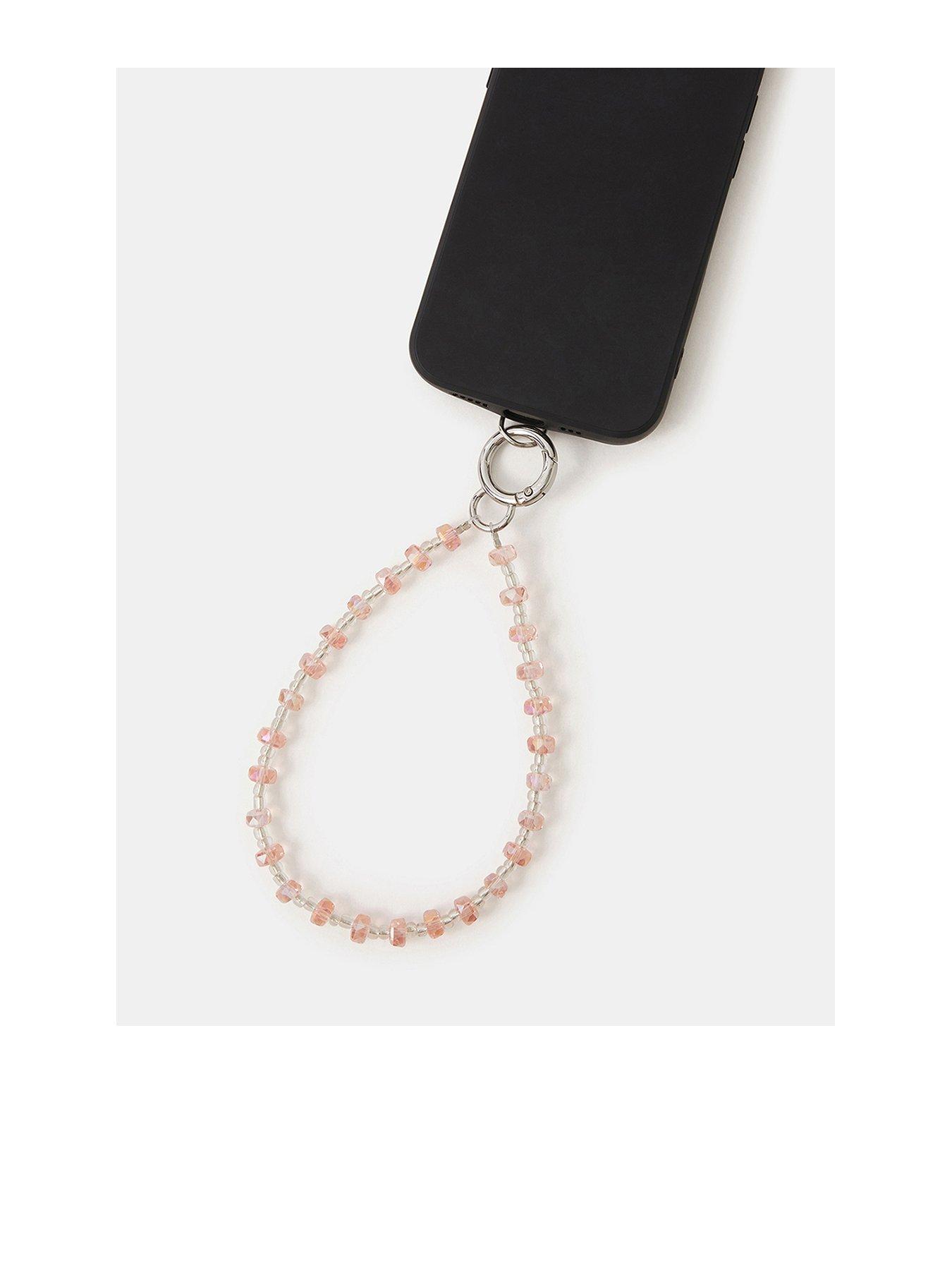  image of accessorize-bead-phone-wrist-strap-pink