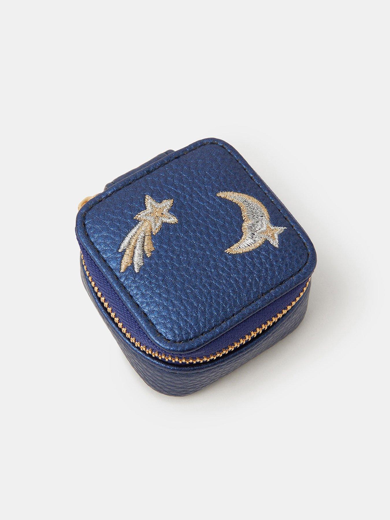 Image 3 of 4 of Accessorize Square Star &amp; Moon Jewellery Box - Navy