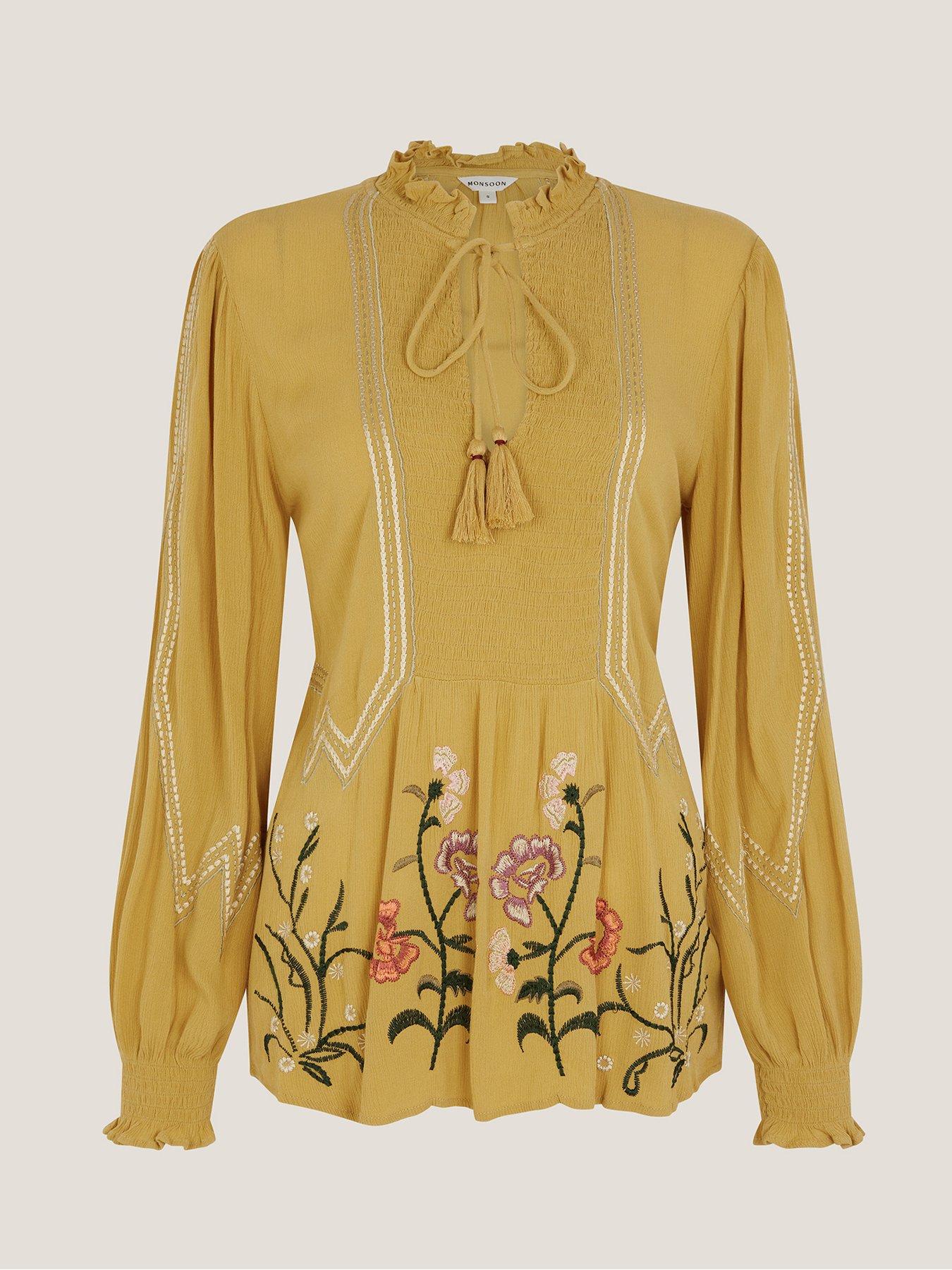 Image 3 of 5 of Monsoon Heidi Embroidered Top - Green
