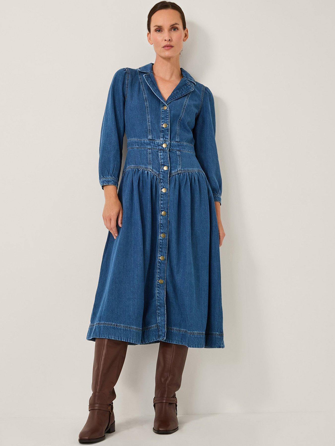 undefined Tamsin Button Dress - Blue