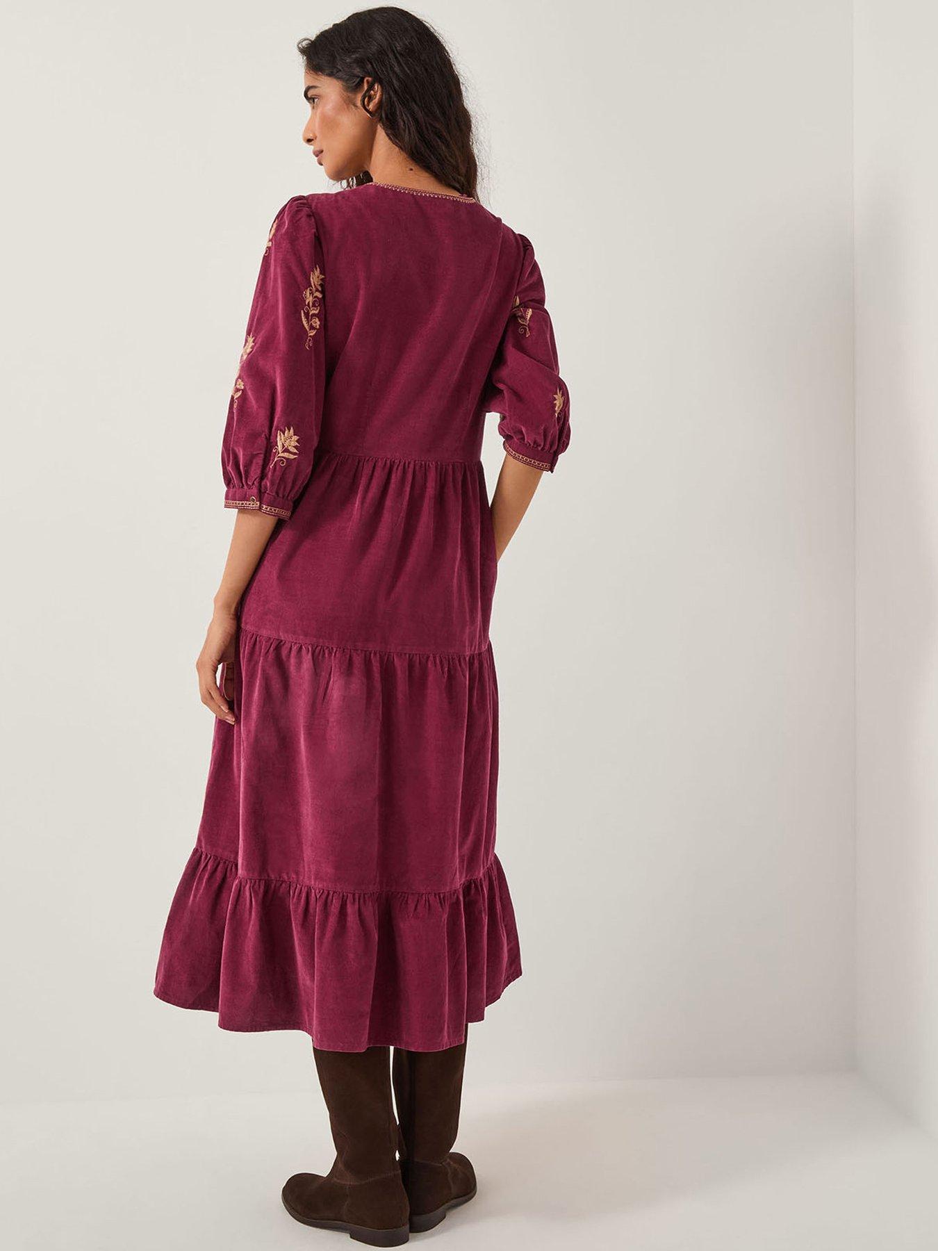  image of monsoon-mia-embroidered-cord-dress-red