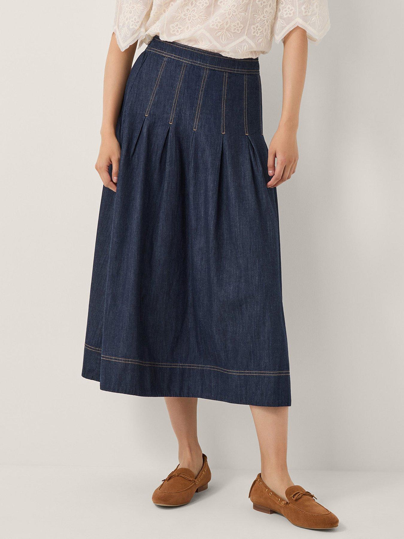  image of monsoon-darcie-pleated-skirt-blue