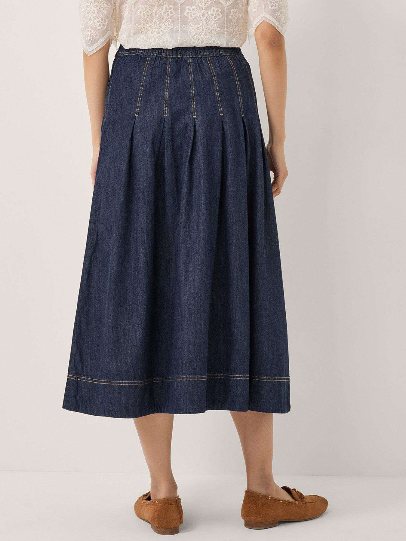  image of monsoon-darcie-pleated-skirt-blue