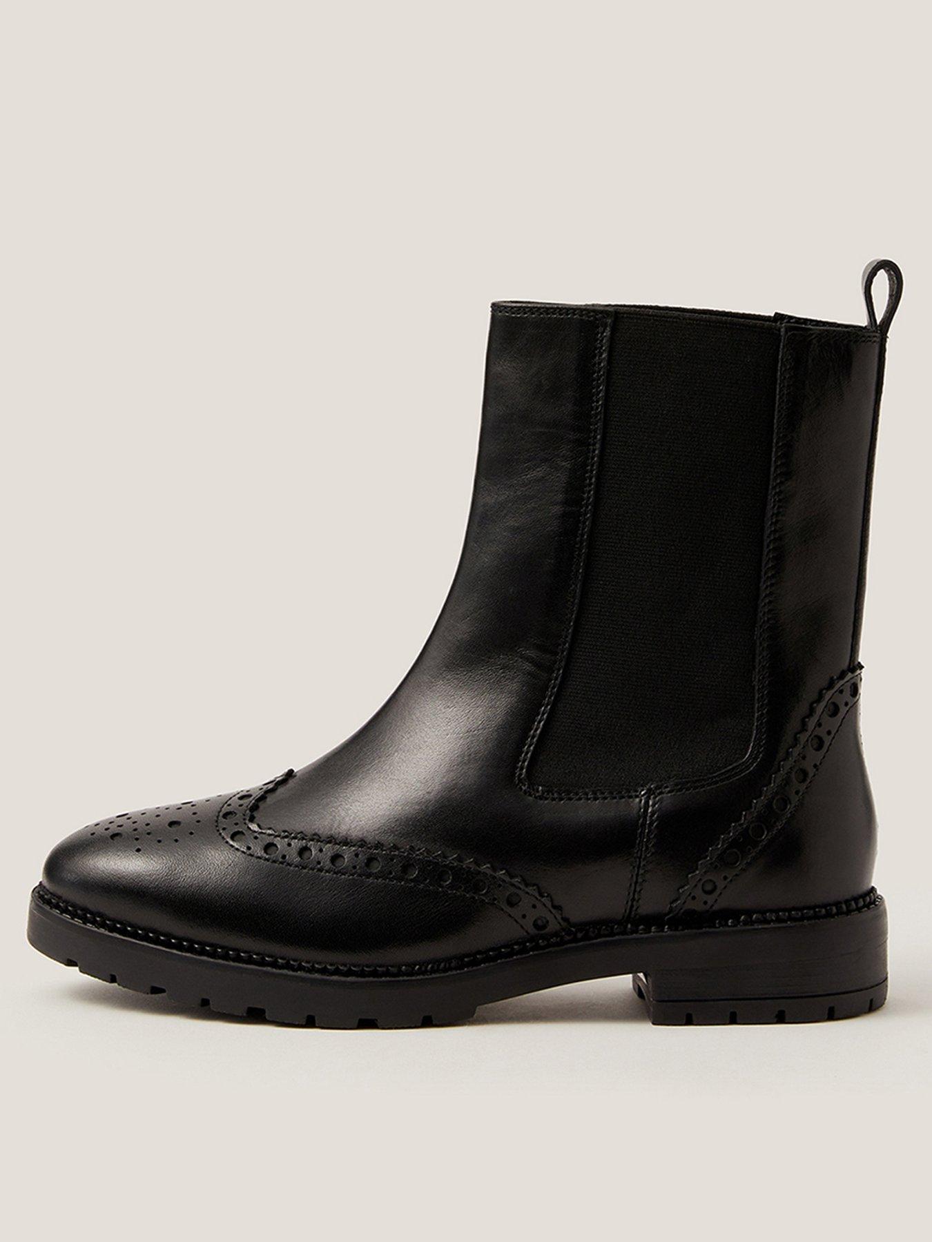 Image 1 of 3 of Monsoon Eli Brogue Ankle Boot - Black