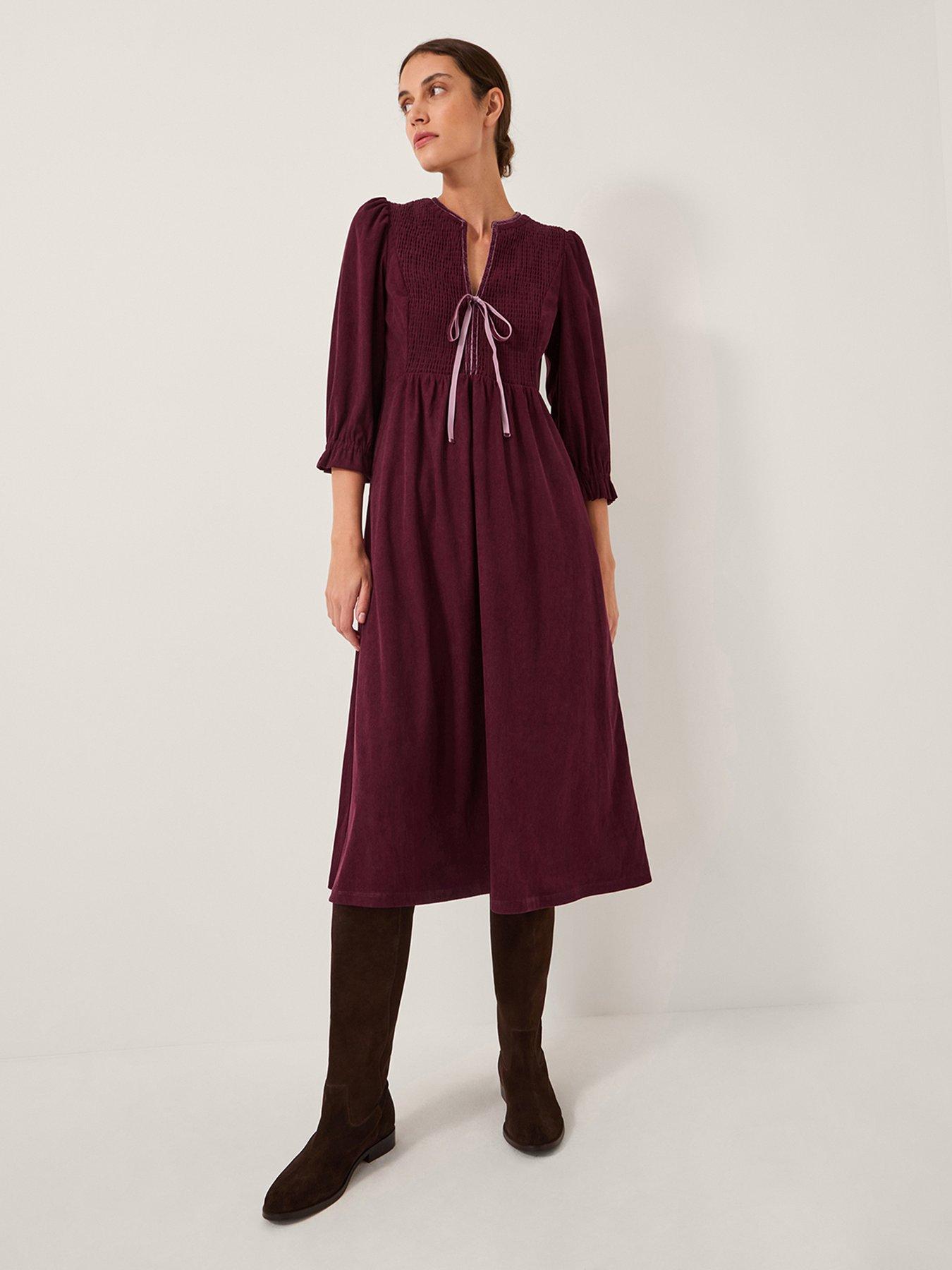 Image 1 of 5 of Monsoon Sara Stretch Cord Dress - Red