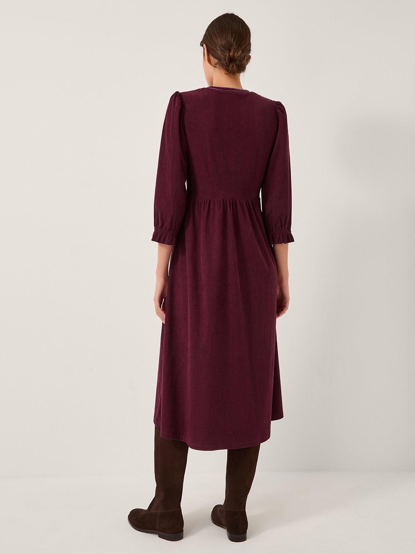 Image 2 of 5 of Monsoon Sara Stretch Cord Dress - Red