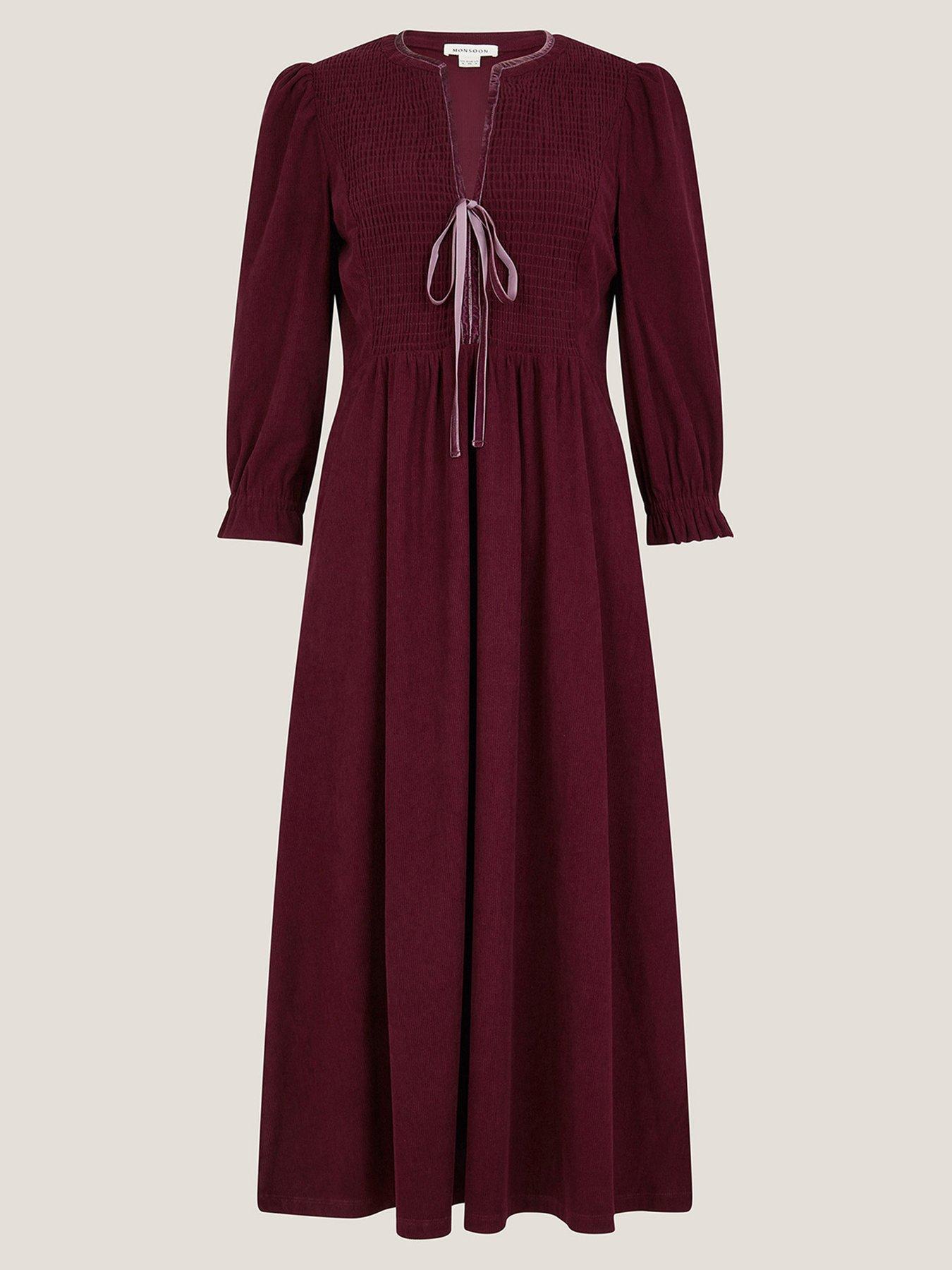 Image 3 of 5 of Monsoon Sara Stretch Cord Dress - Red