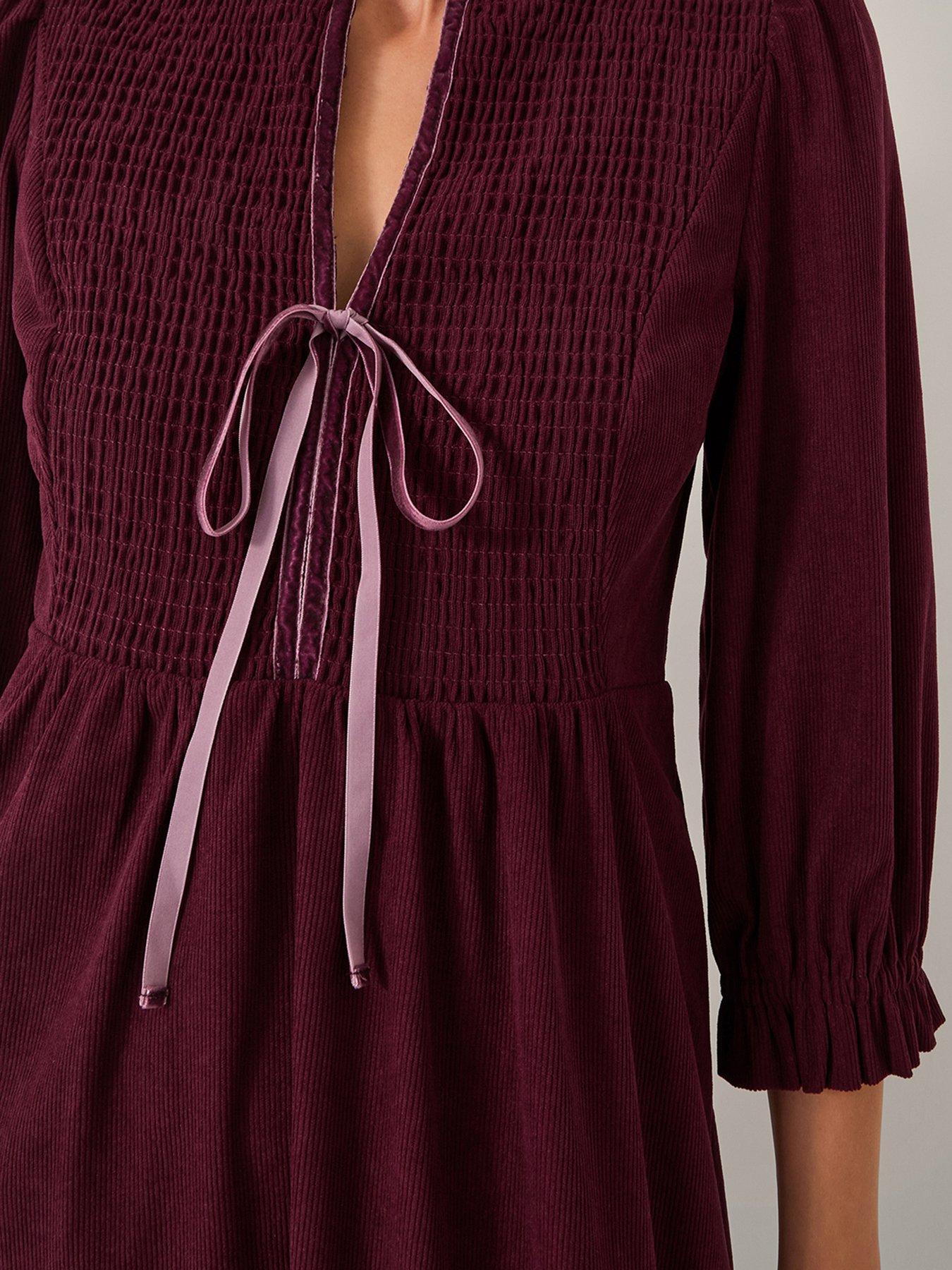 Image 4 of 5 of Monsoon Sara Stretch Cord Dress - Red