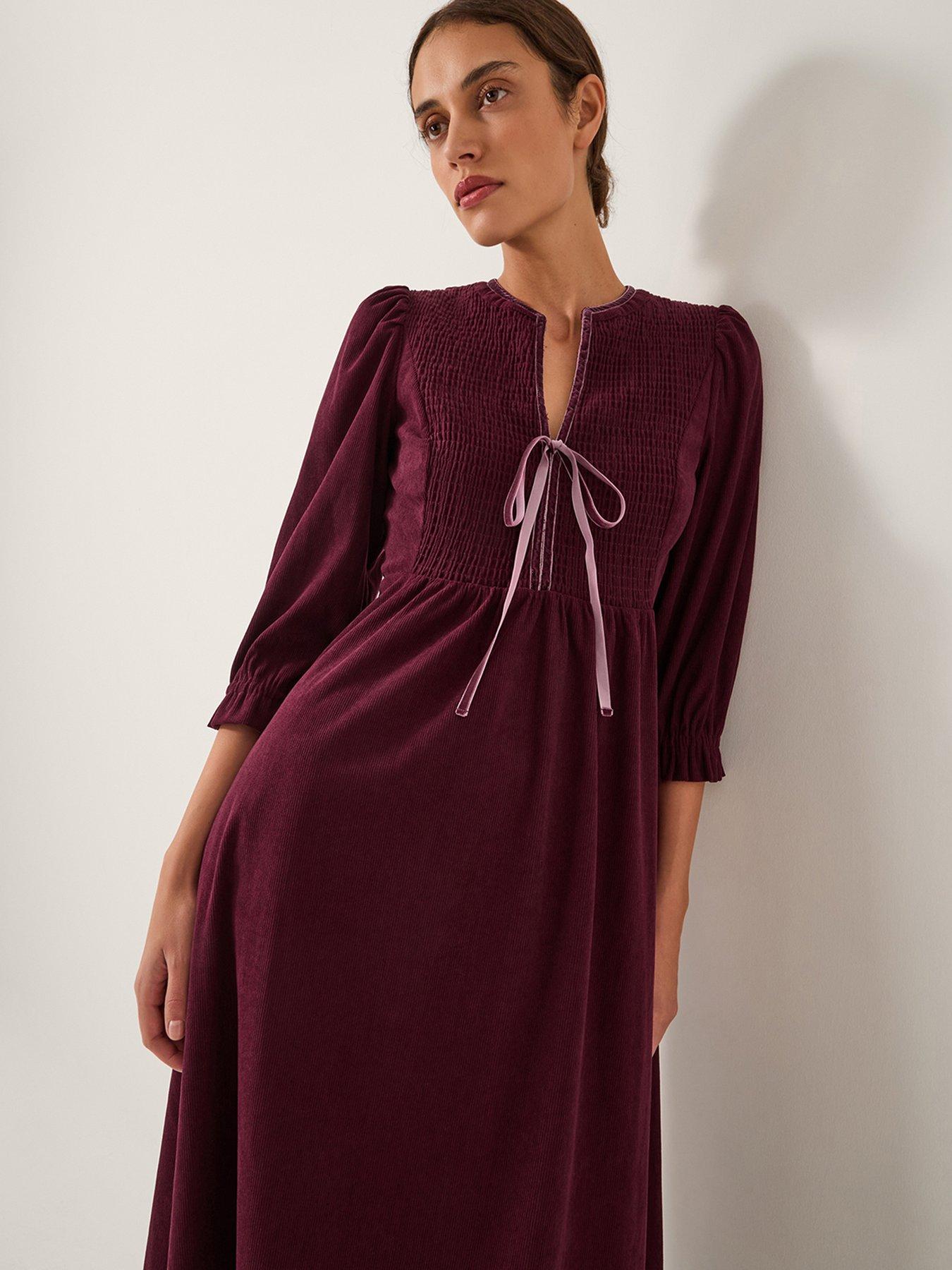 Image 5 of 5 of Monsoon Sara Stretch Cord Dress - Red