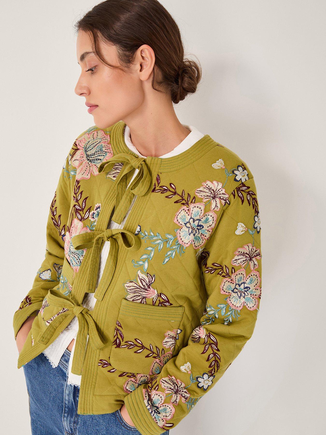  image of monsoon-eliza-emb-jersey-jacket-green