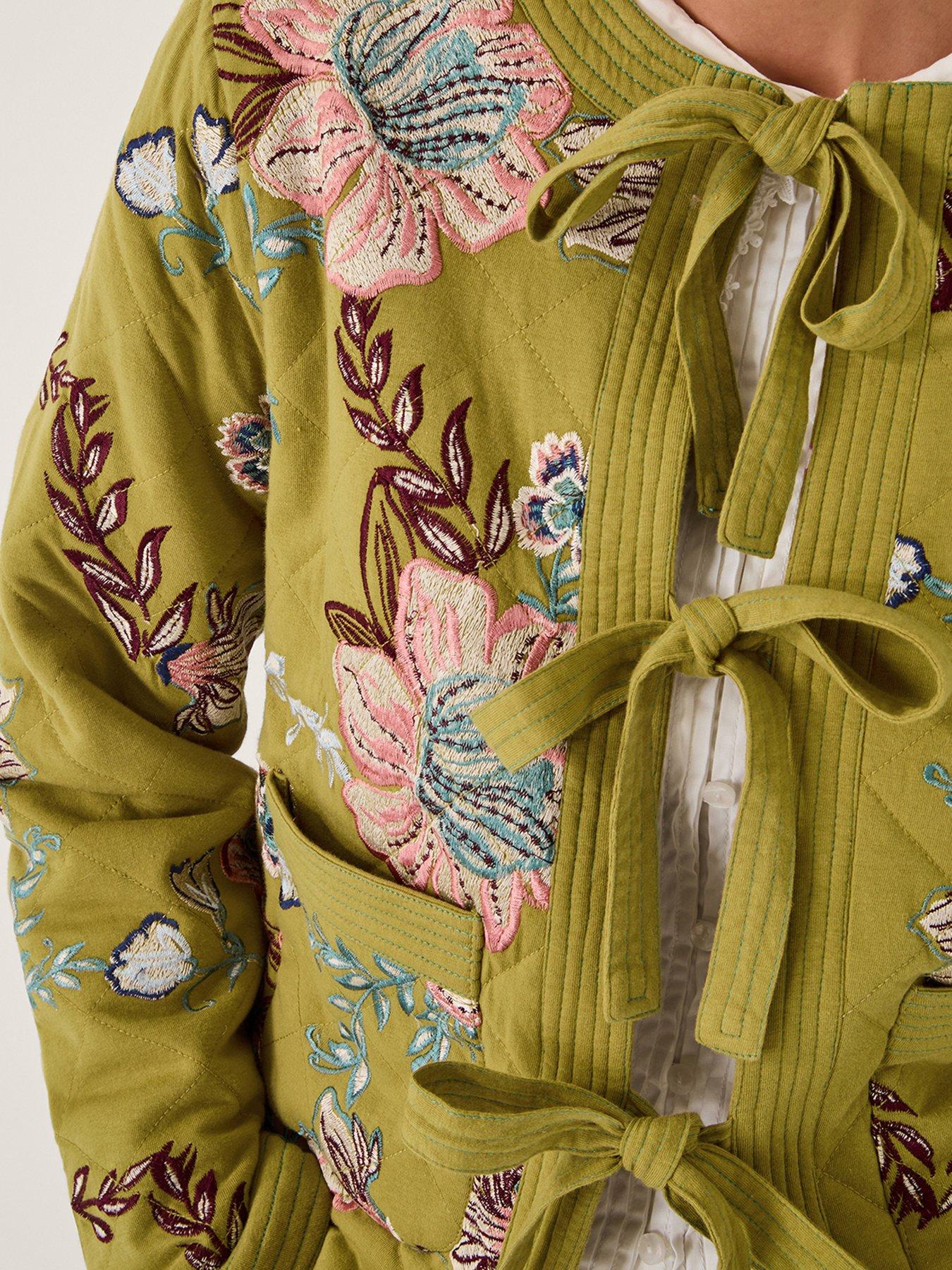  image of monsoon-eliza-emb-jersey-jacket-green