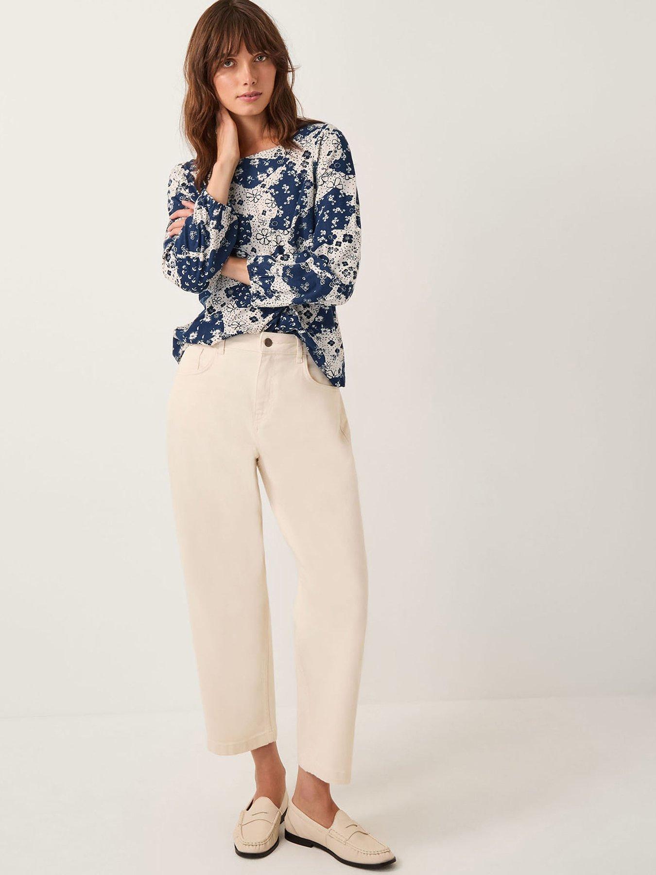 undefined Alison Print Jersey Top - Navy