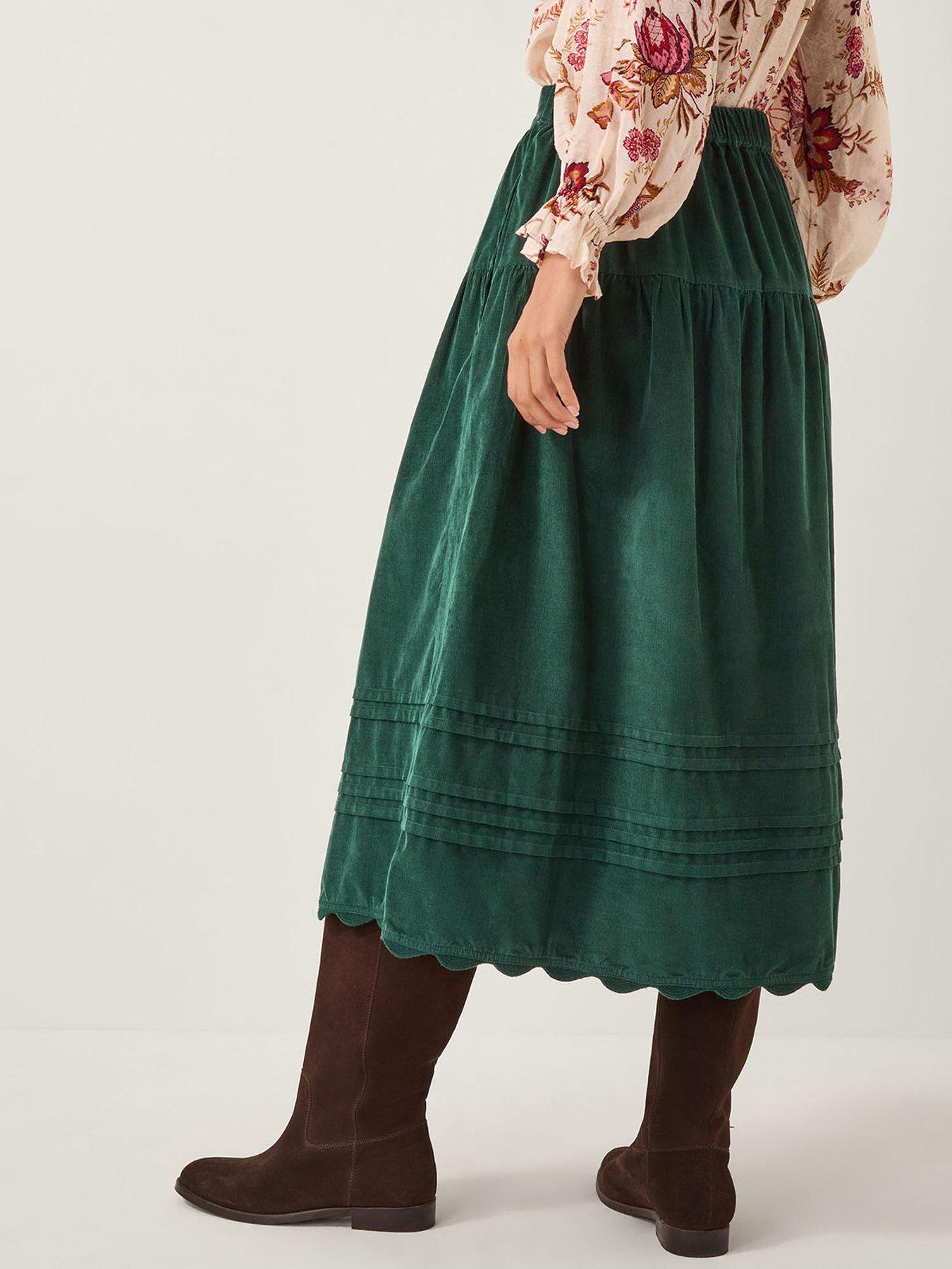 Image 2 of 5 of Monsoon Mina Cord Skirt - Green