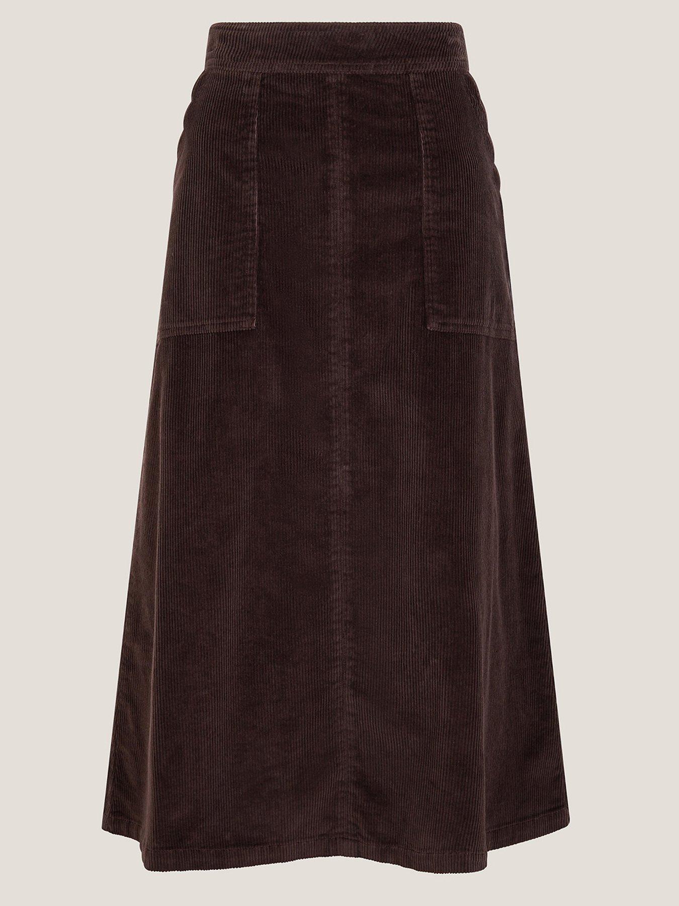 Image 3 of 5 of Monsoon Malika Cord Skirt - Brown