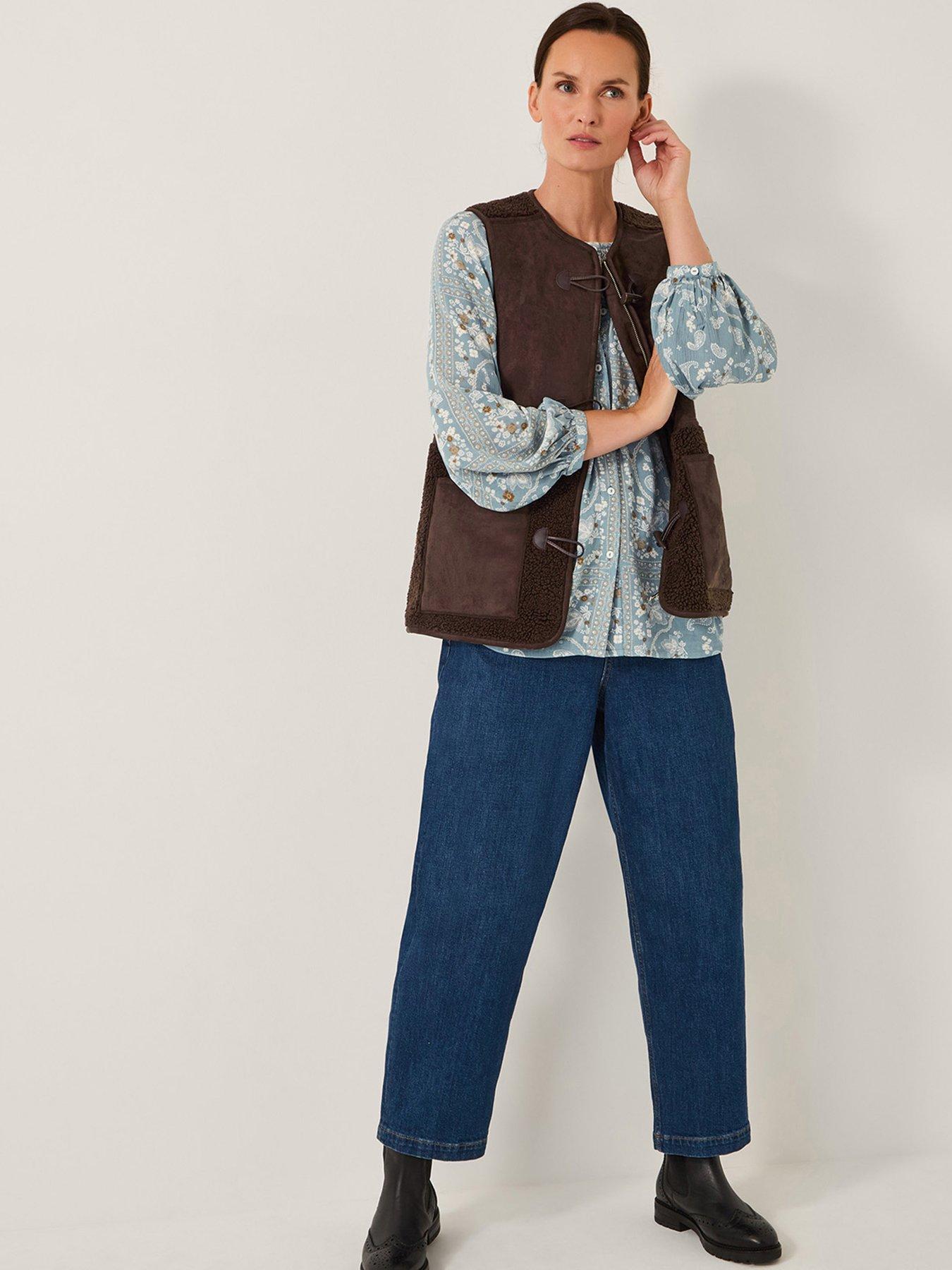  image of monsoon-teri-borg-mix-gilet-chocolate-brown