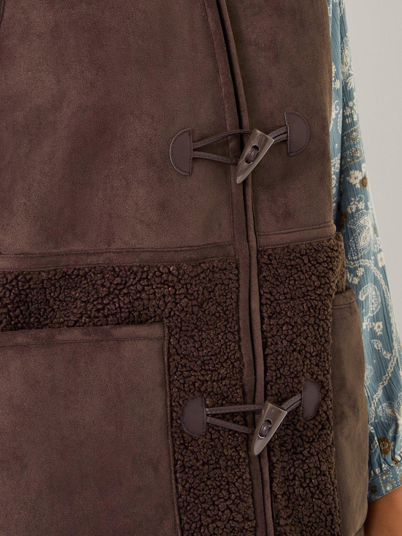  image of monsoon-teri-borg-mix-gilet-chocolate-brown
